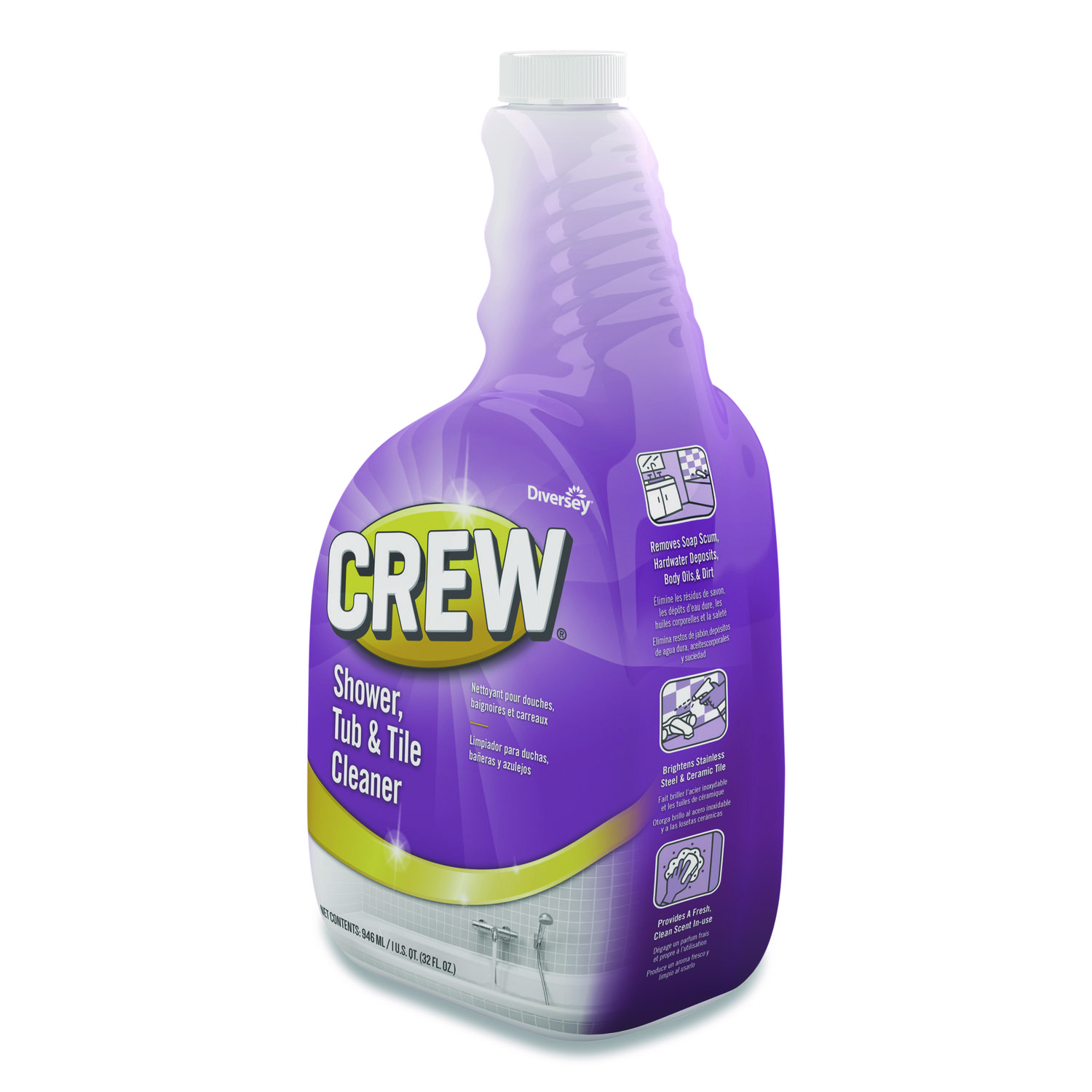 Crew Shower, Tub and Tile Cleaner, Liquid, 32 oz, 4/Carton Oak Cliff