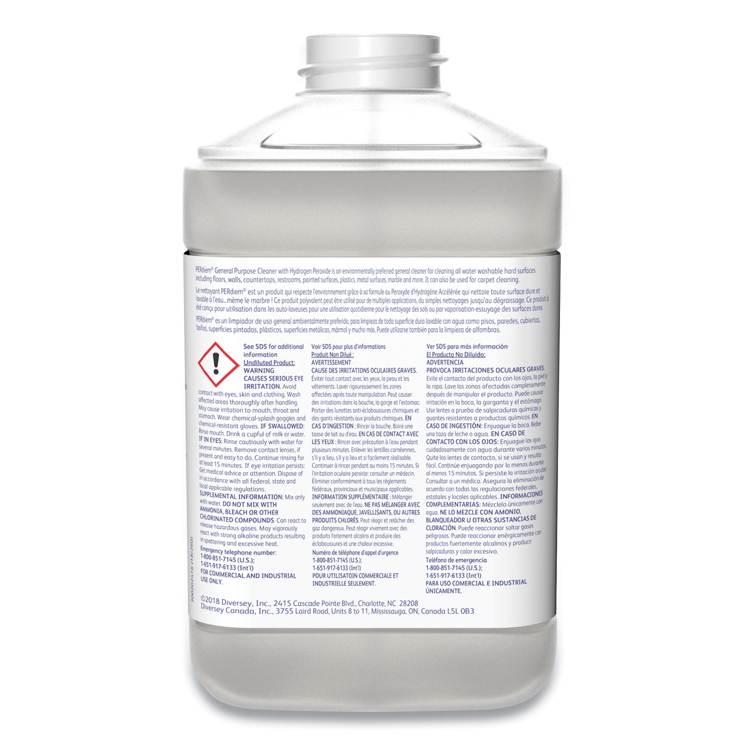 Diversey™ Perdiem General Purpose Cleaner With Hydrogen Peroxide, 84.5 oz Bottle, 2/CT HyKo