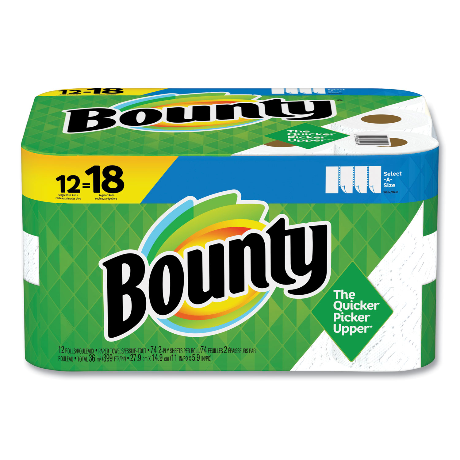 SelectaSize Kitchen Roll Paper Towels, 2Ply, 5.9 x 11, White, 74