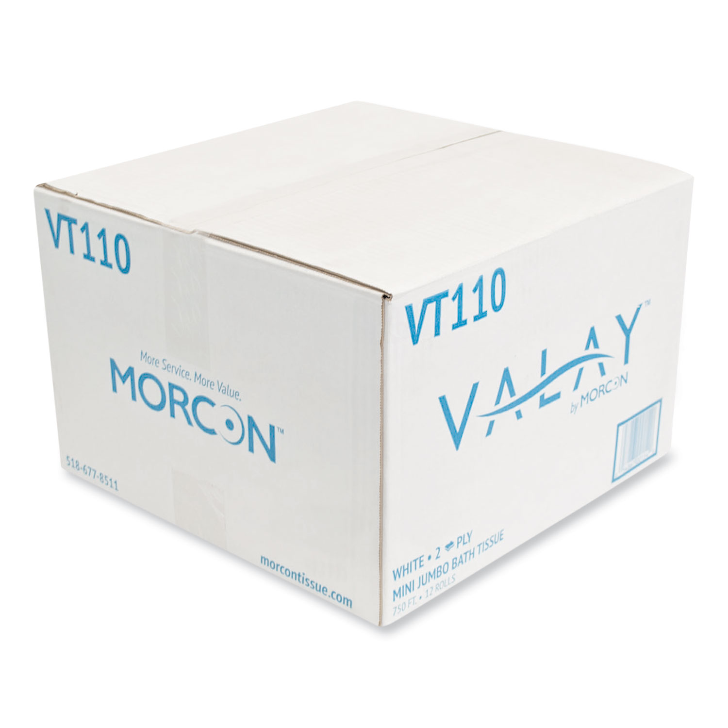 Morcon Tissue Valay Mini Jumbo Bath Tissue, Septic Safe, 2Ply, White
