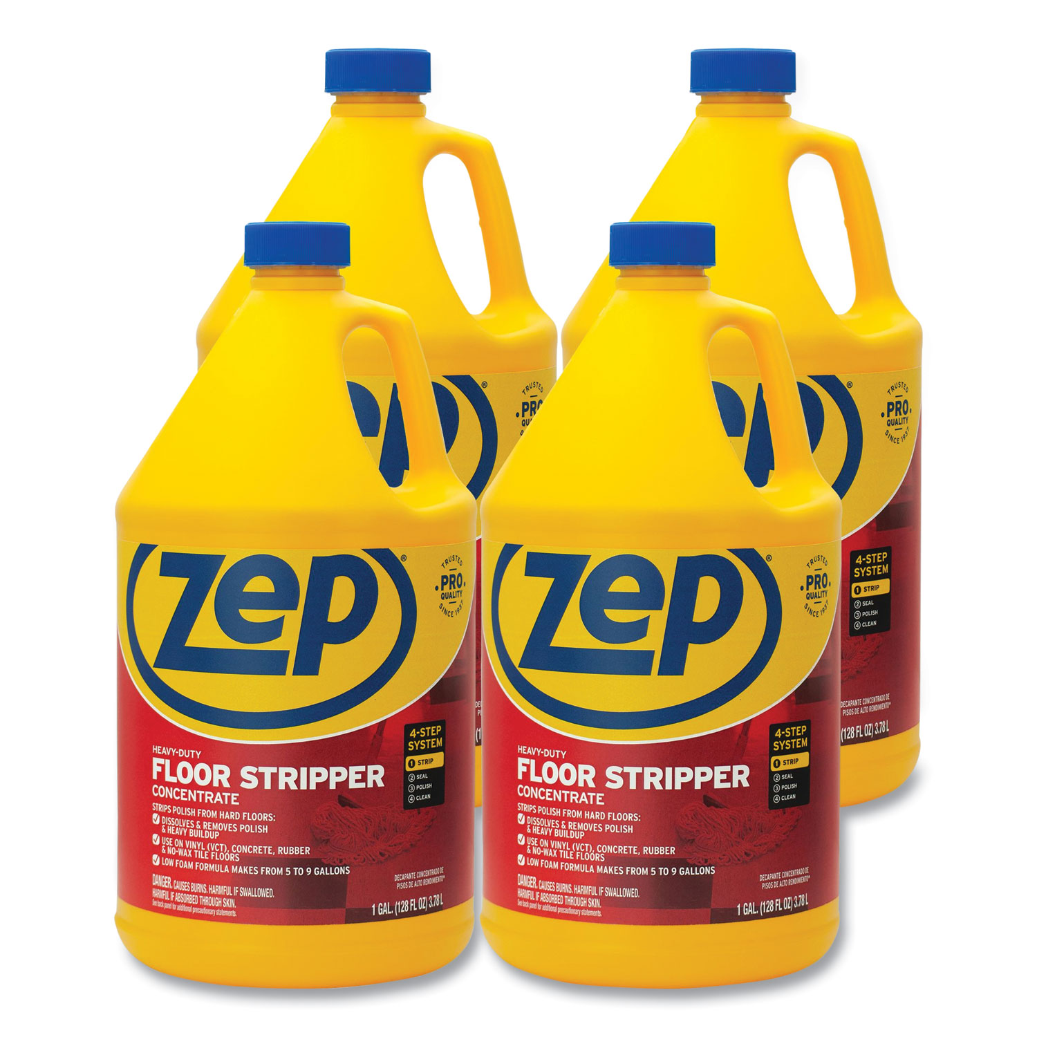 Zep Commercial® Floor Stripper, Unscented, 1 gal, 4/Carton Stigler
