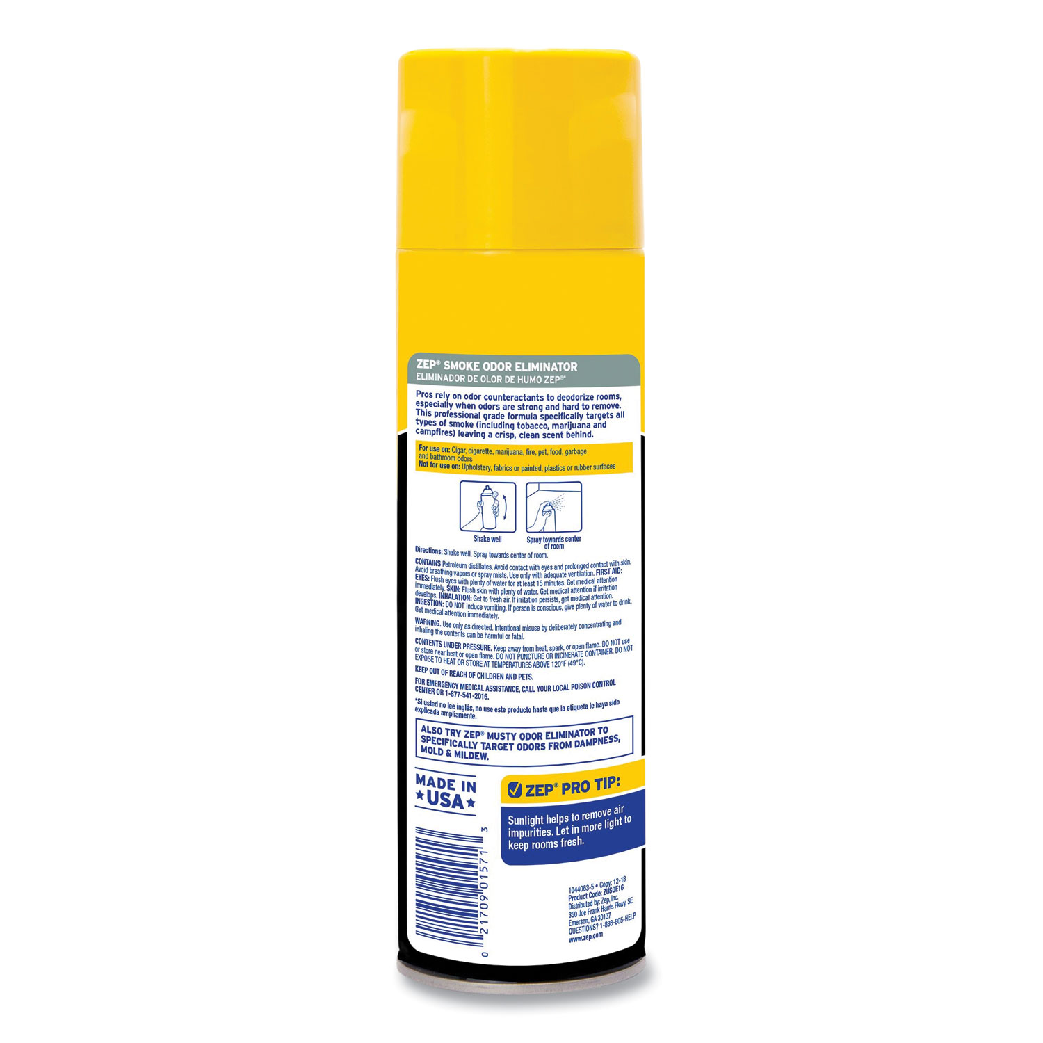 Zep Commercial® Smoke Odor Eliminator, Fresh Scent, 16 oz, Spray Can