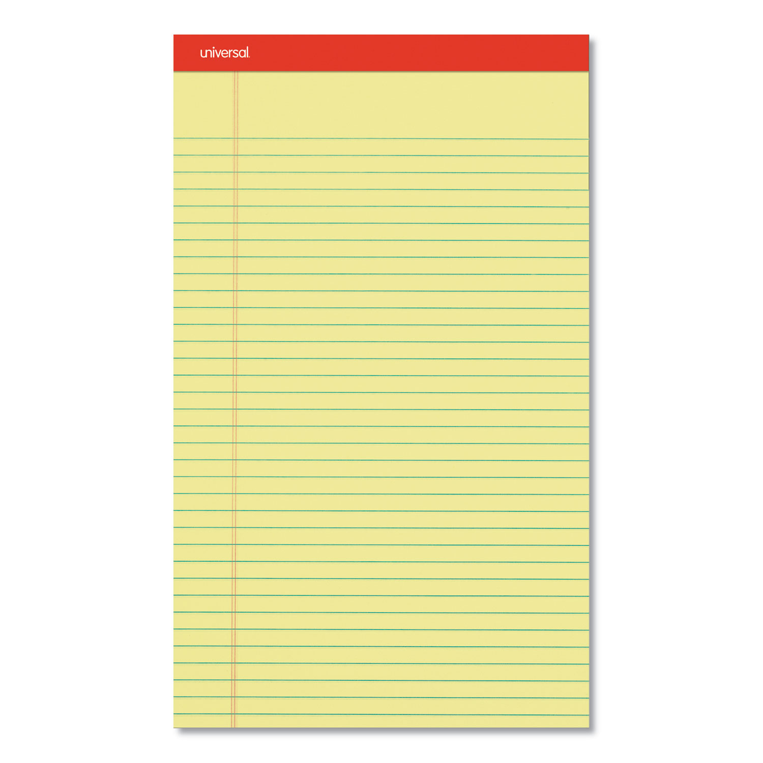 Perforated Ruled Writing Pads, Wide/Legal Rule, 8.5 x 14, Canary, 50