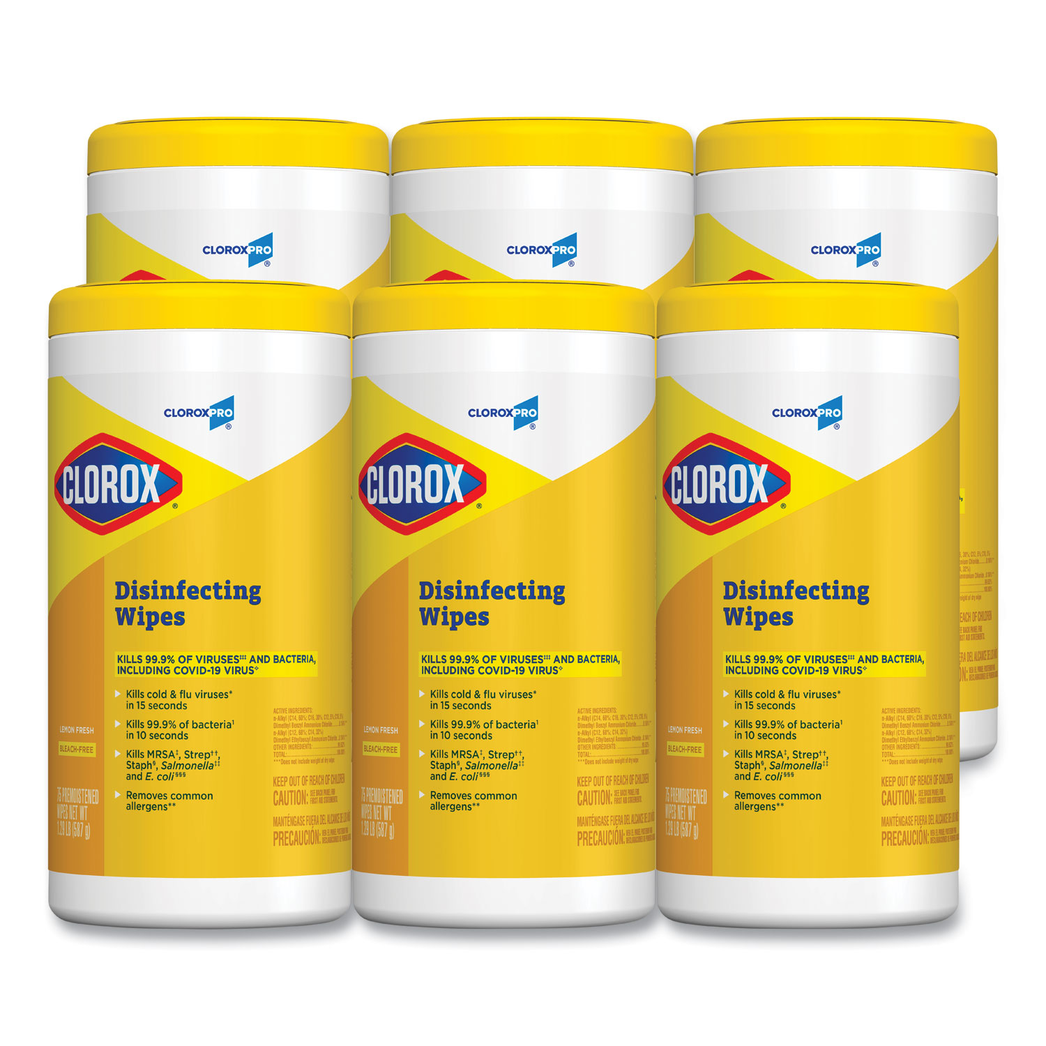 Disinfecting Wipes, 7 x 8, Lemon Fresh, 75/Canister, 6/Carton BOSS