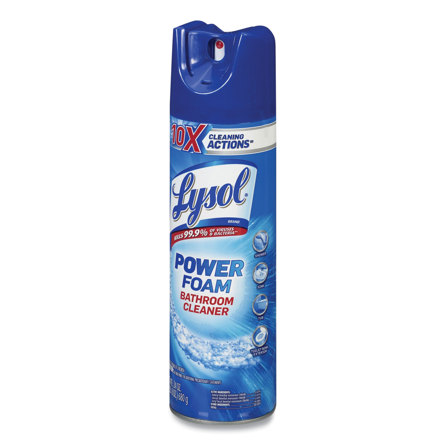 LYSOL® Brand Power Foam Bathroom Cleaner, 24 oz Aerosol Spray, 12