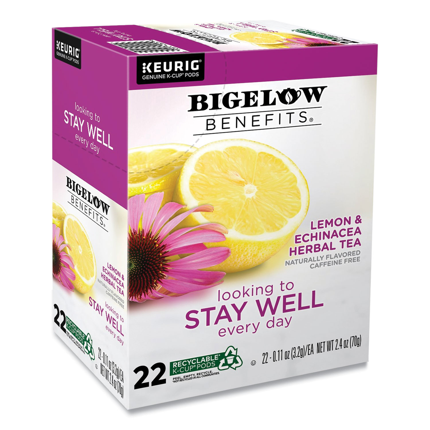 Benefits Lemon and Echinacea Herbal KCup, 0.11 oz, 22/Box American