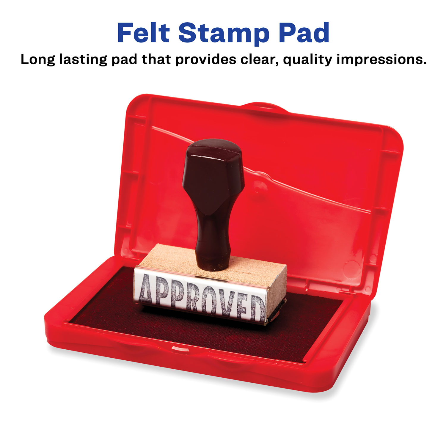 PreInked Felt Stamp Pad, 4.25" x 2.75", Red US Labels and Materials