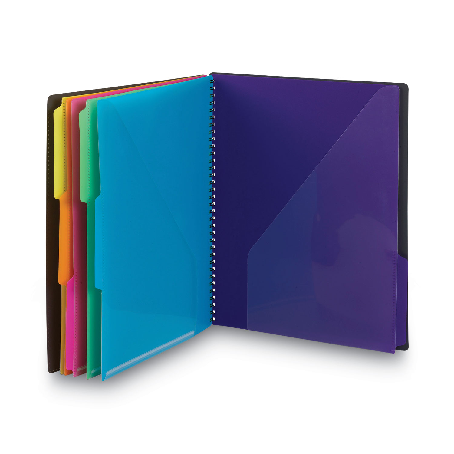 Poly Project Organizer, 12 LetterSize Sleeves, Gray with Bright