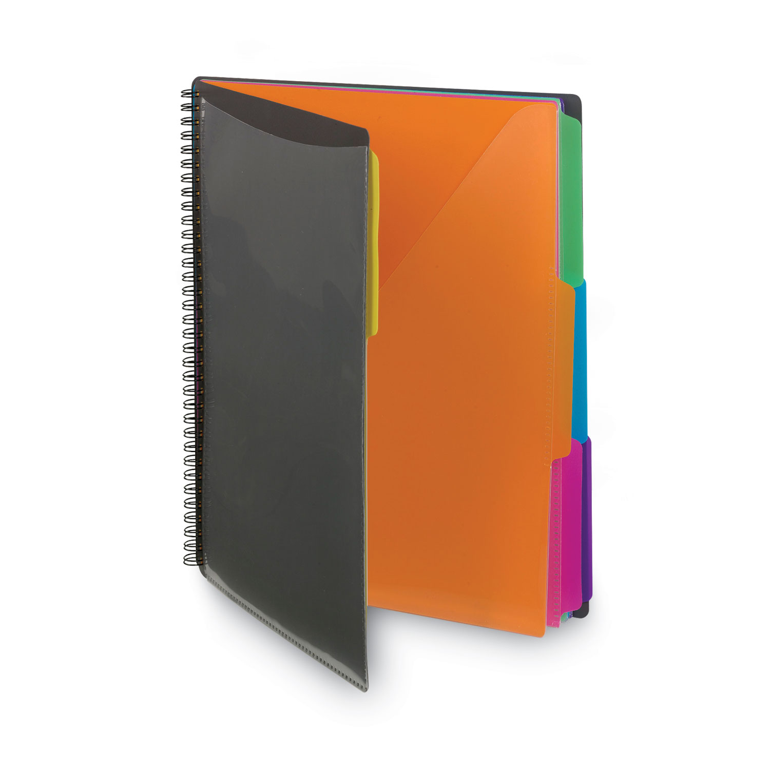 Poly Project Organizer, 12 LetterSize Sleeves, Gray with Bright