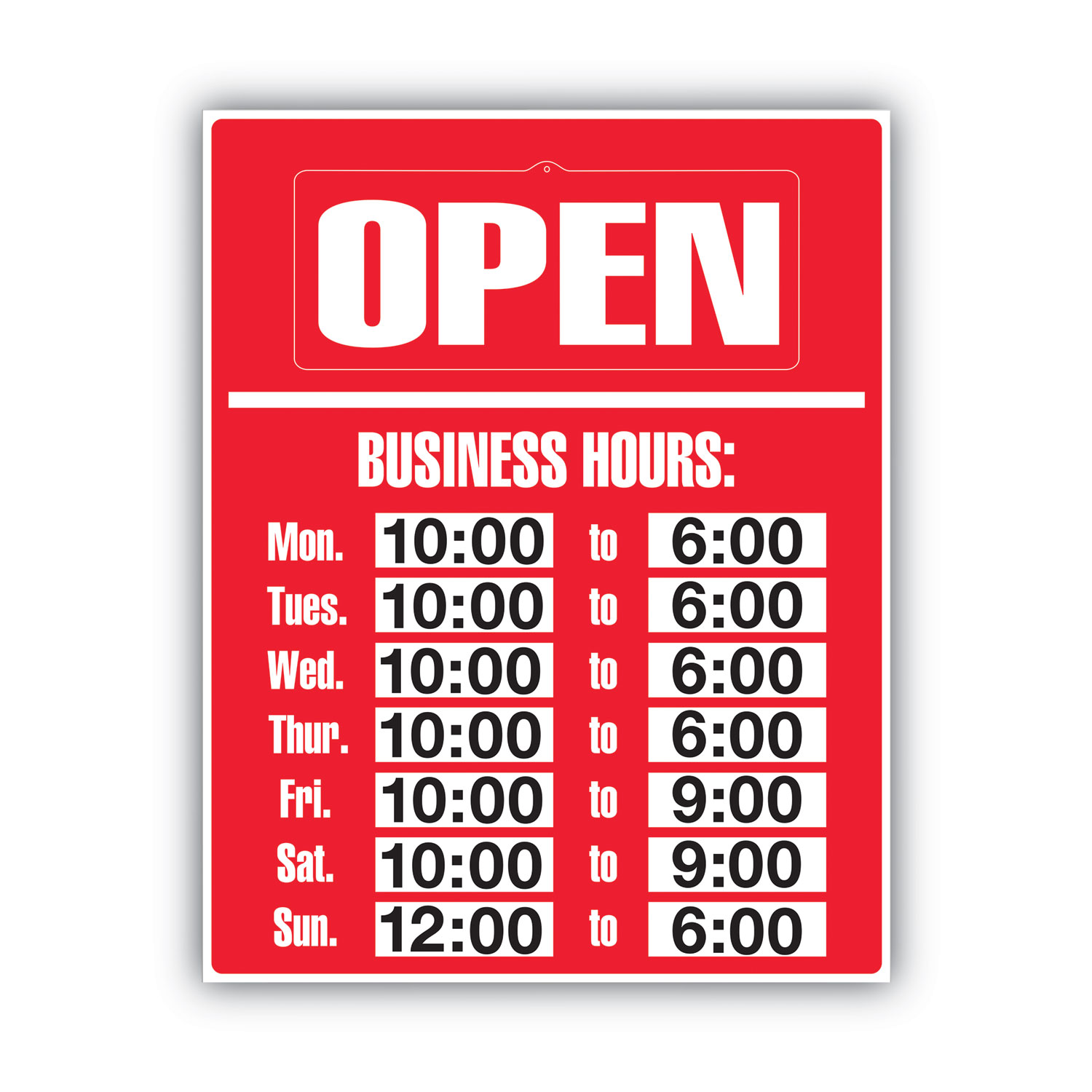 COS098072 COSCO Business Hours Sign Kit Zuma