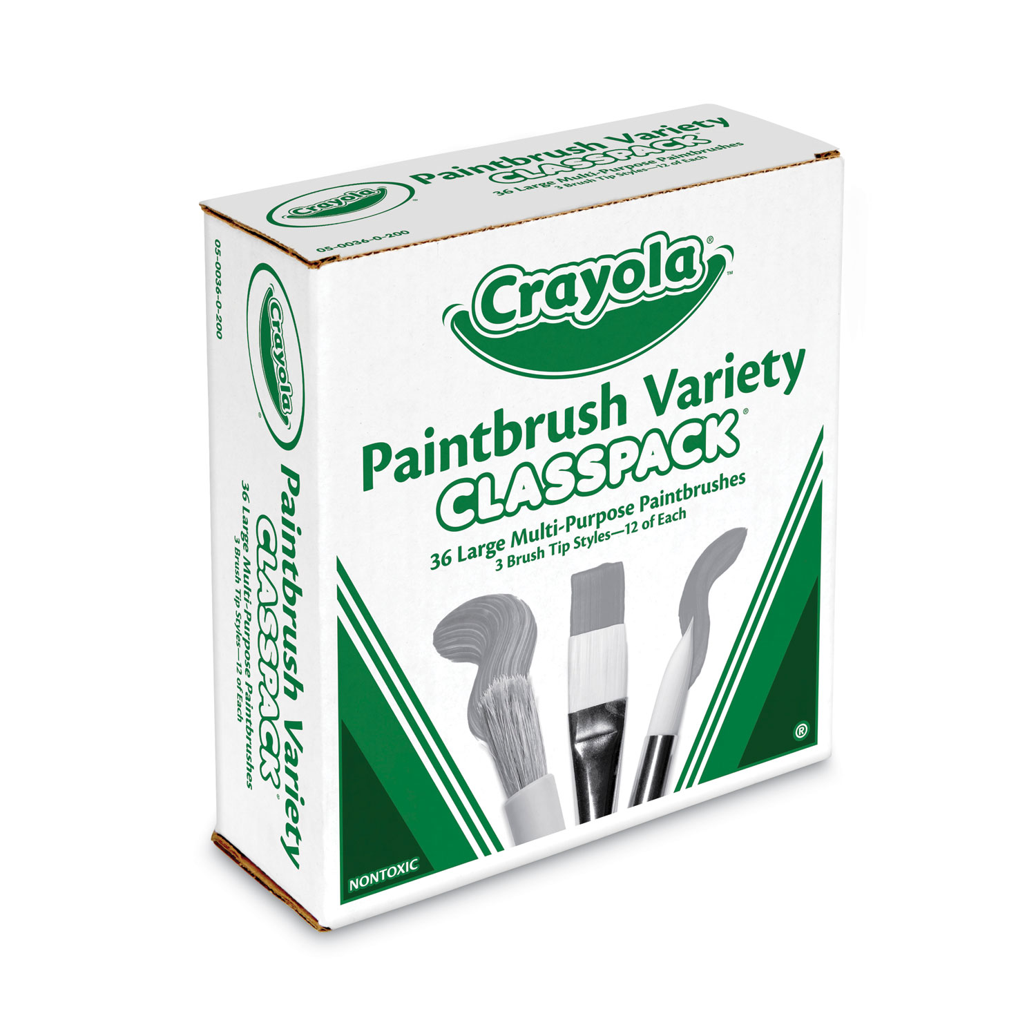 Crayola® Large Variety Paint Brush Classpack, Natural; Nylon Bristles