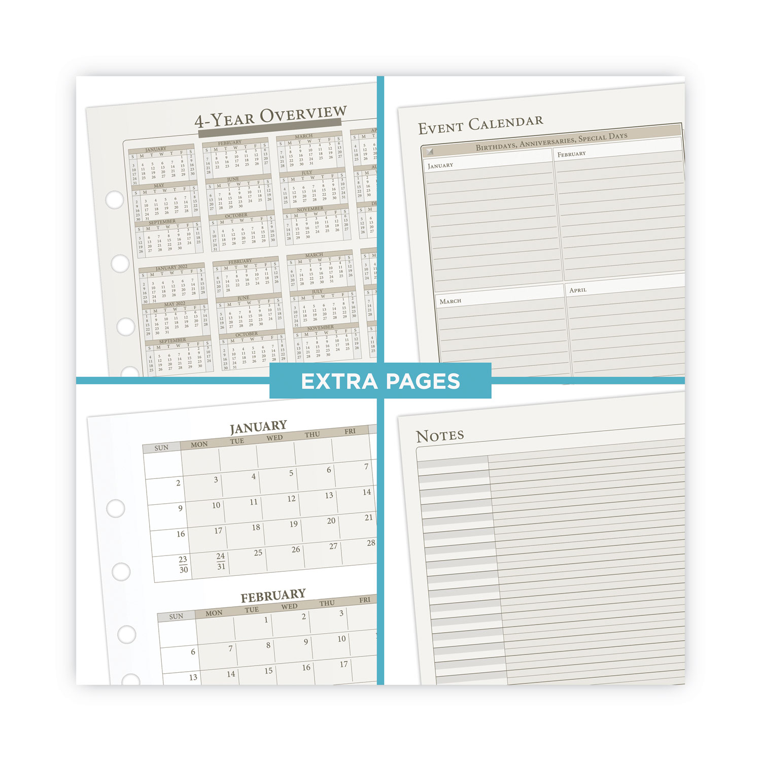ATAGLANCE® 2PagePerWeek Planner Refills, 8.5 x 5.5, White Sheets
