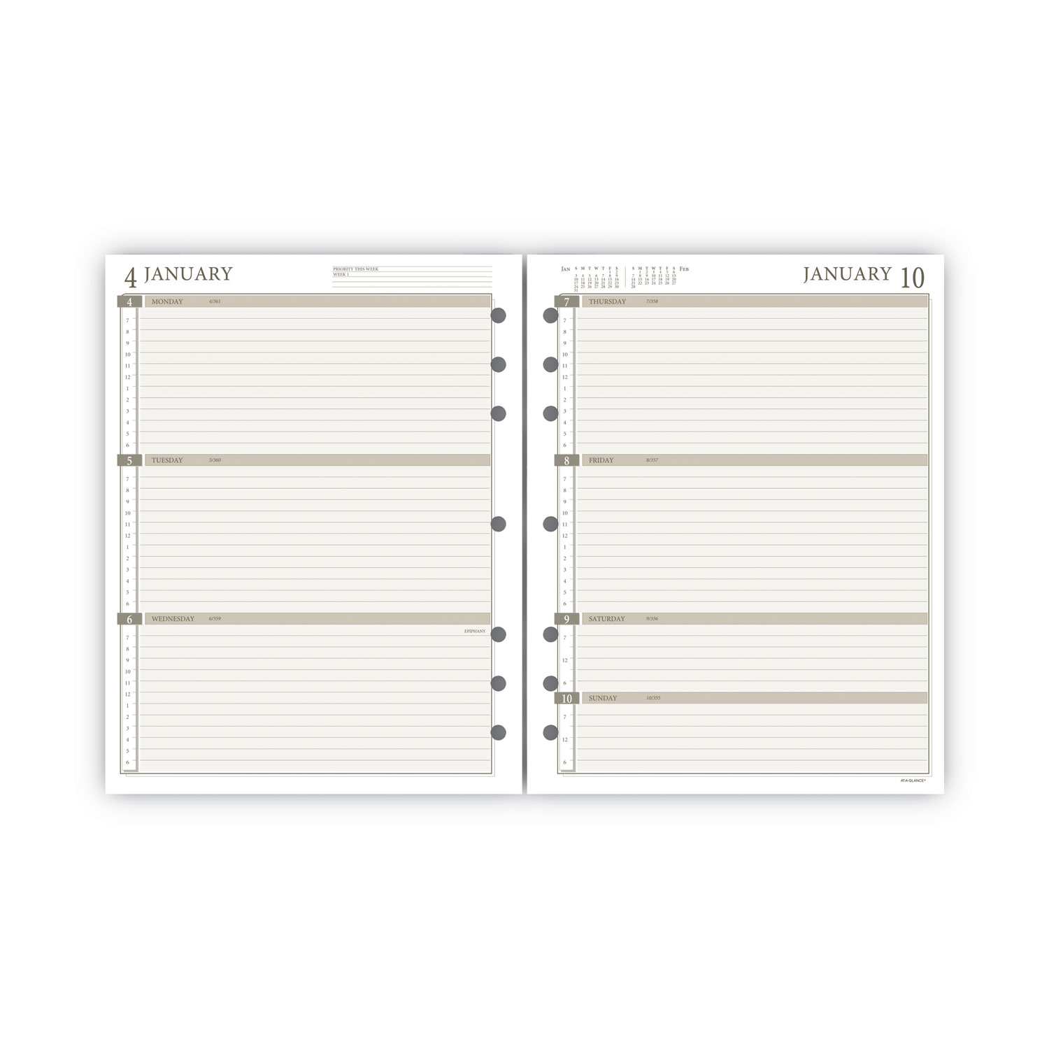 ATAGLANCE® 2PagePerWeek Planner Refills, 8.5 x 5.5, White Sheets
