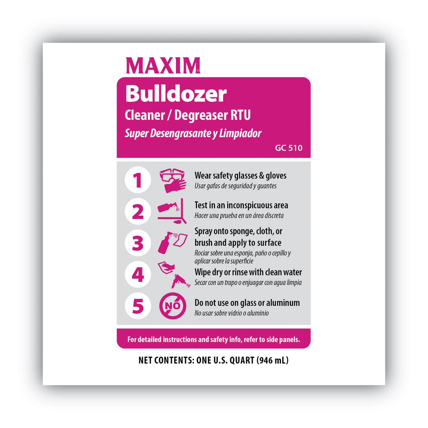 Maxim® Bulldozer Cleaner/Degreaser RTU, SafetoShip, Lemon Scent, 32