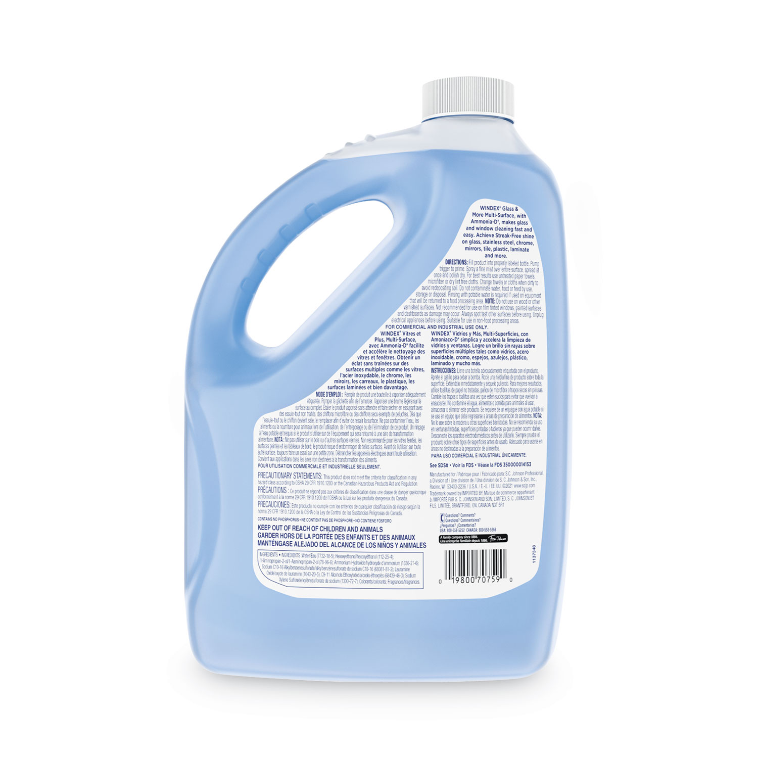 Glass Cleaner with AmmoniaD, 1 gal Bottle, 4/Carton