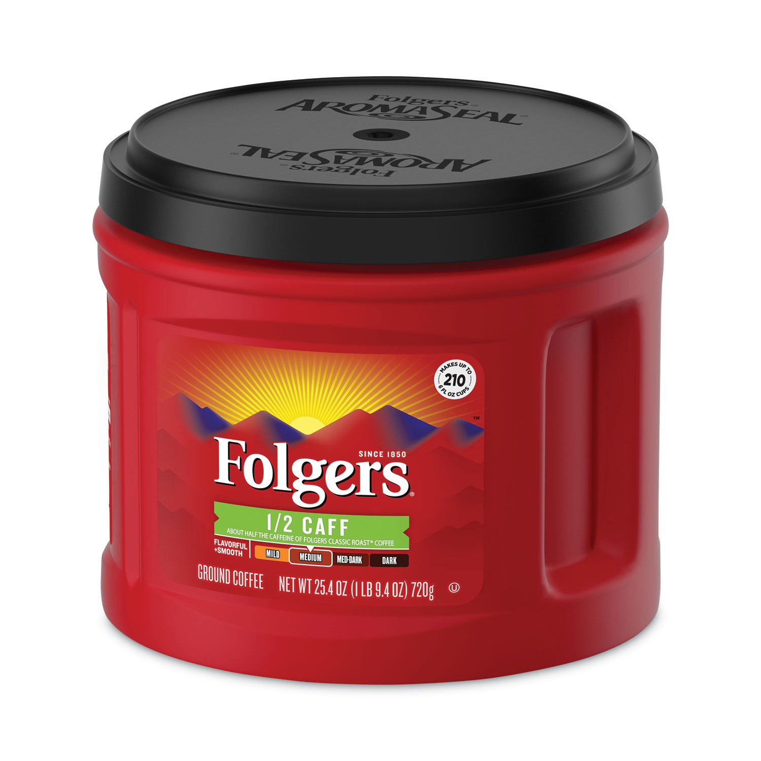Folgers® Coffee, Half Caff, 22.6 oz Canister United Chemical & Supply