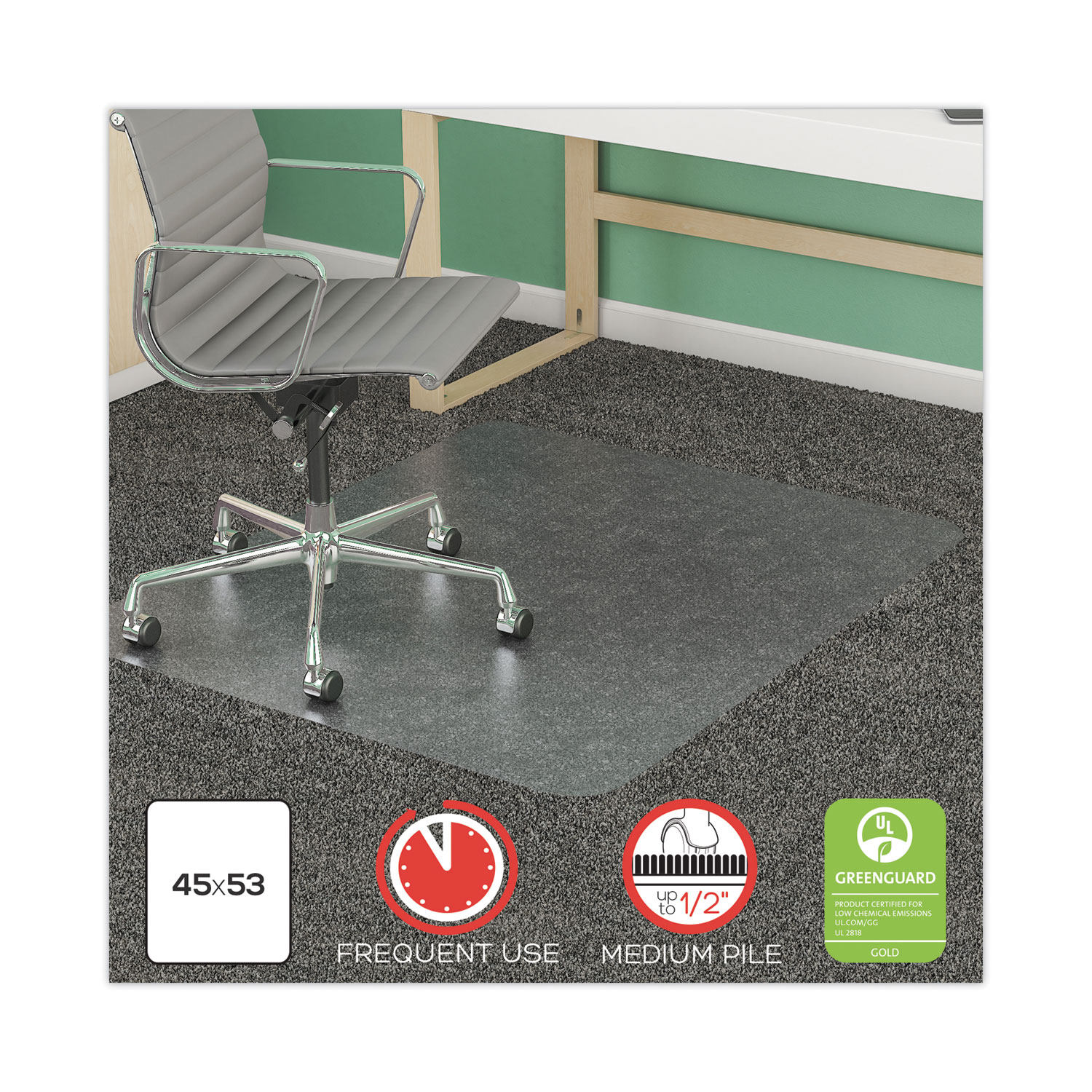 ExecuMat All Day Use Chair Mat For High Pile Carpet, 45 X, 51 OFF