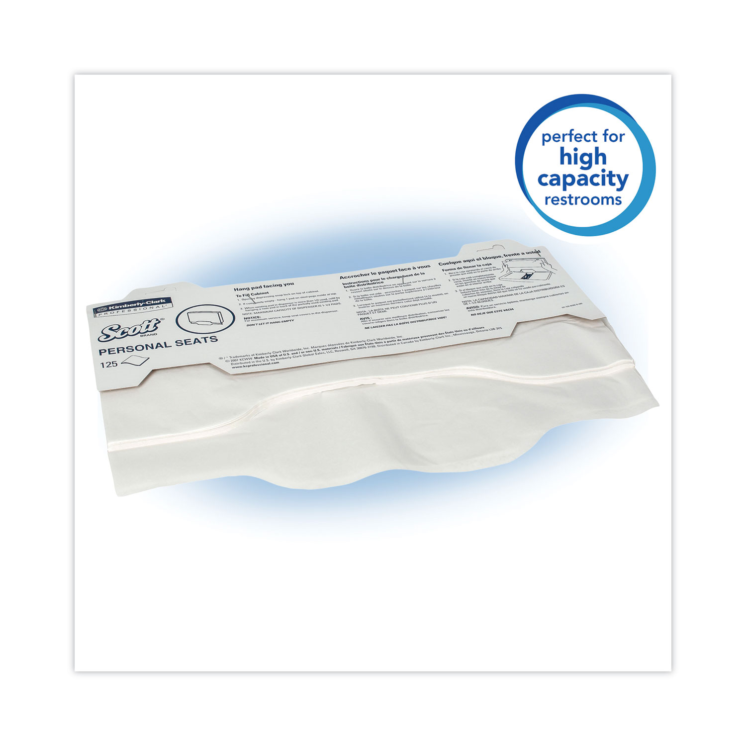 Scott® Personal Seats Sanitary Toilet Seat Covers, 15 x 18, White, 125/Pack, 24 Packs/Carton