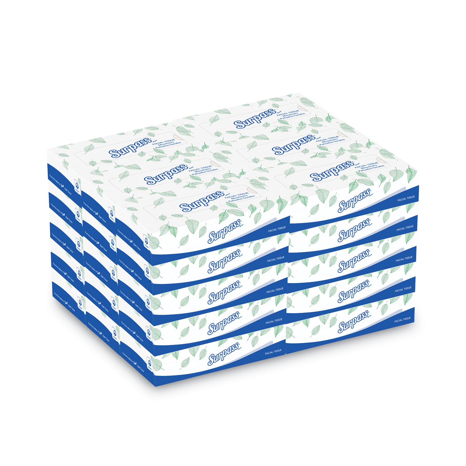 Facial Tissue, 2Ply, Flat Box, 100/Box, 30 Boxes/Carton