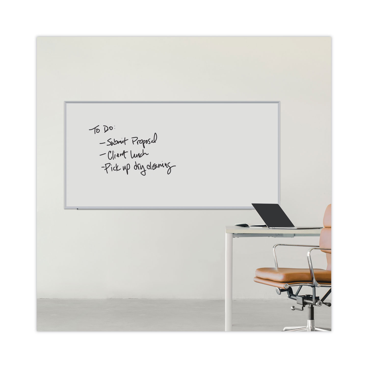 Universal® Deluxe Melamine Dry Erase Board, 96 x 48, Melamine White