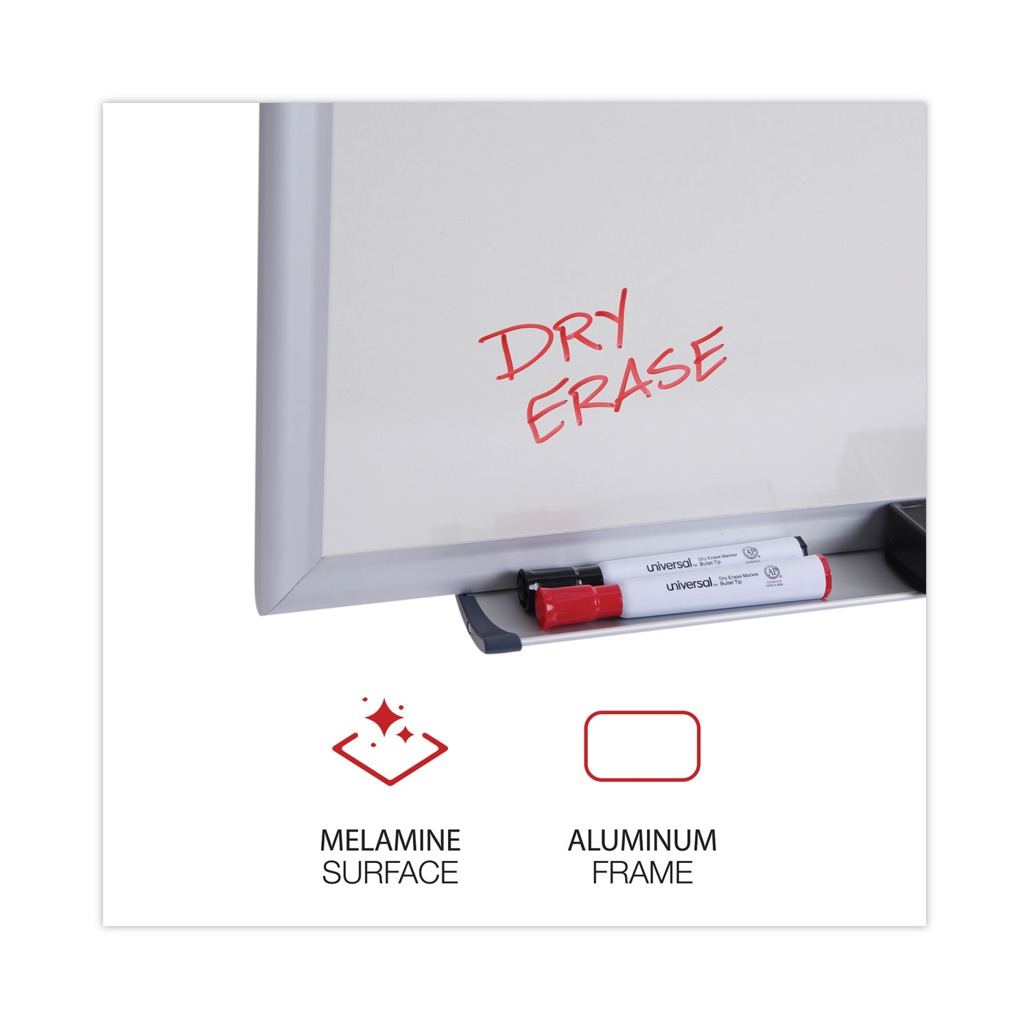 Universal® Deluxe Melamine Dry Erase Board, 36 x 24, Melamine White