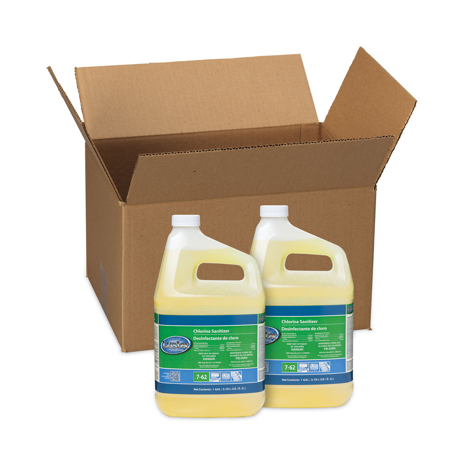 Luster™ Professional Liquid Chlorine Sanitizer, Chlorine Scent, 1 gal Bottle, 2/Carton Coastal