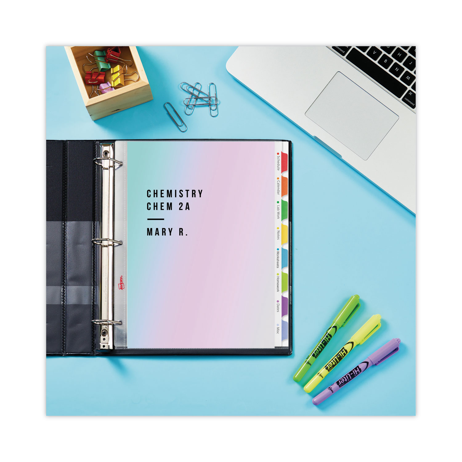 Clear Easy View Plastic Dividers with Multicolored Tabs and Sheet