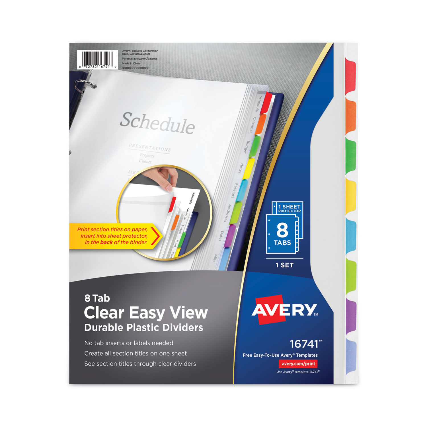 Clear Easy View Plastic Dividers with Multicolored Tabs and Sheet