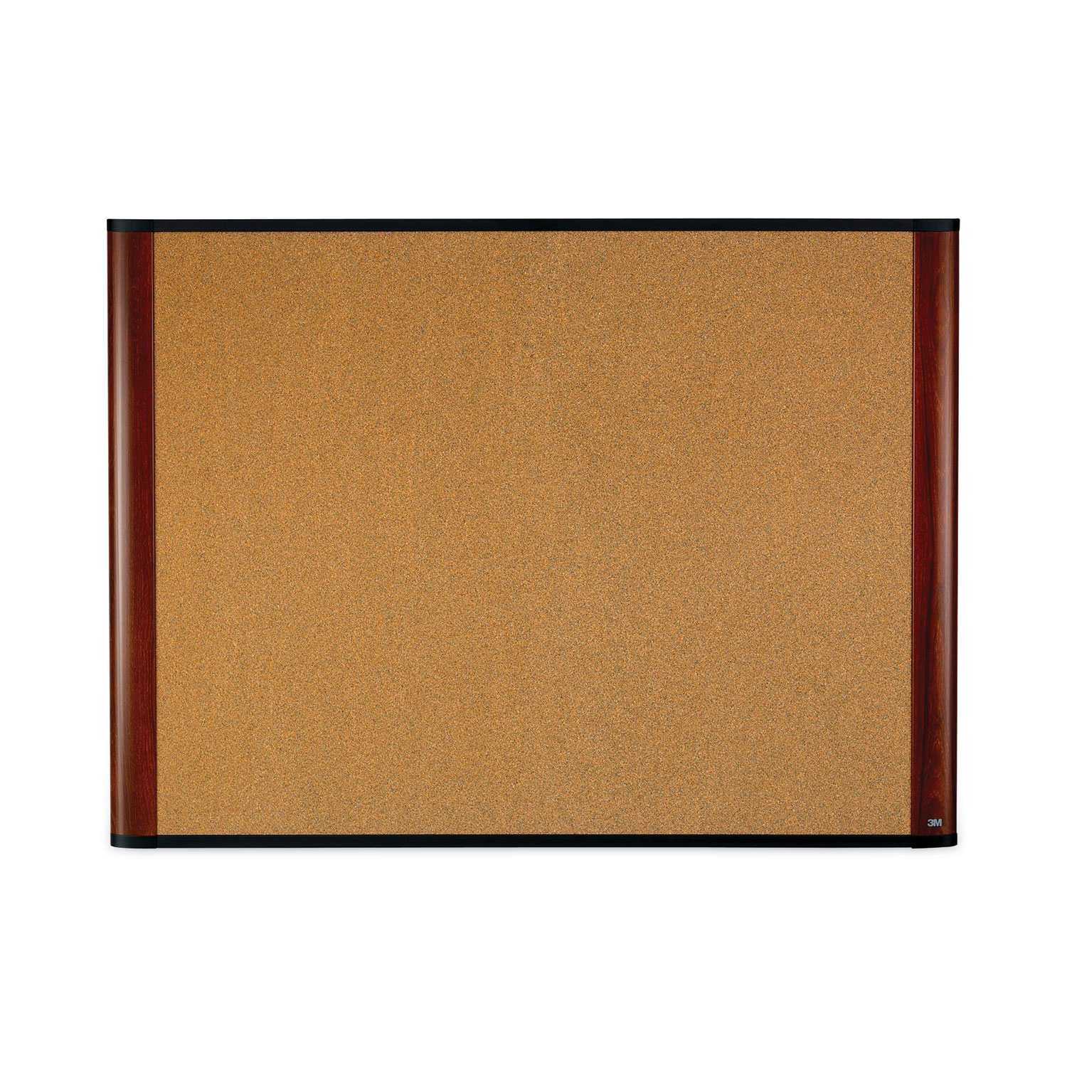 Widescreen Cork Bulletin Board, 36 x 24, Natural Surface, Mahogany