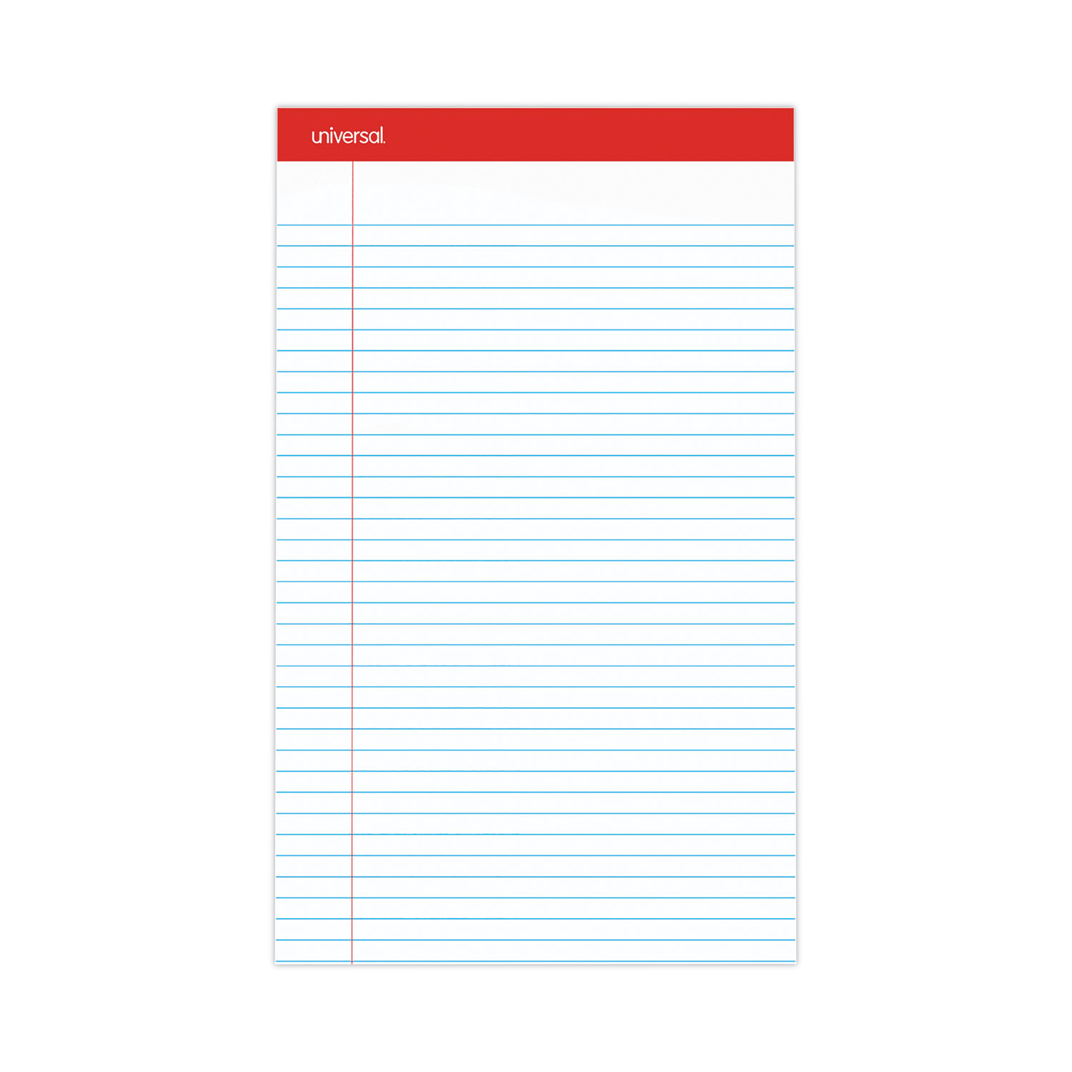 Perforated Ruled Writing Pads, Wide/Legal Rule, Red Headband, 50 White