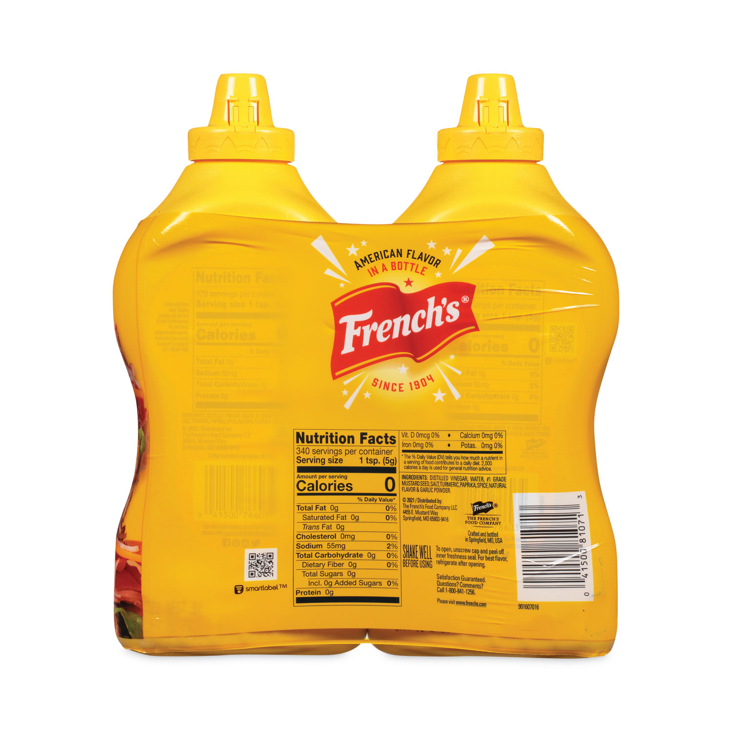 Classic Yellow Mustard, 30 oz Bottle, 2/Pack, Delivered in 14 Business