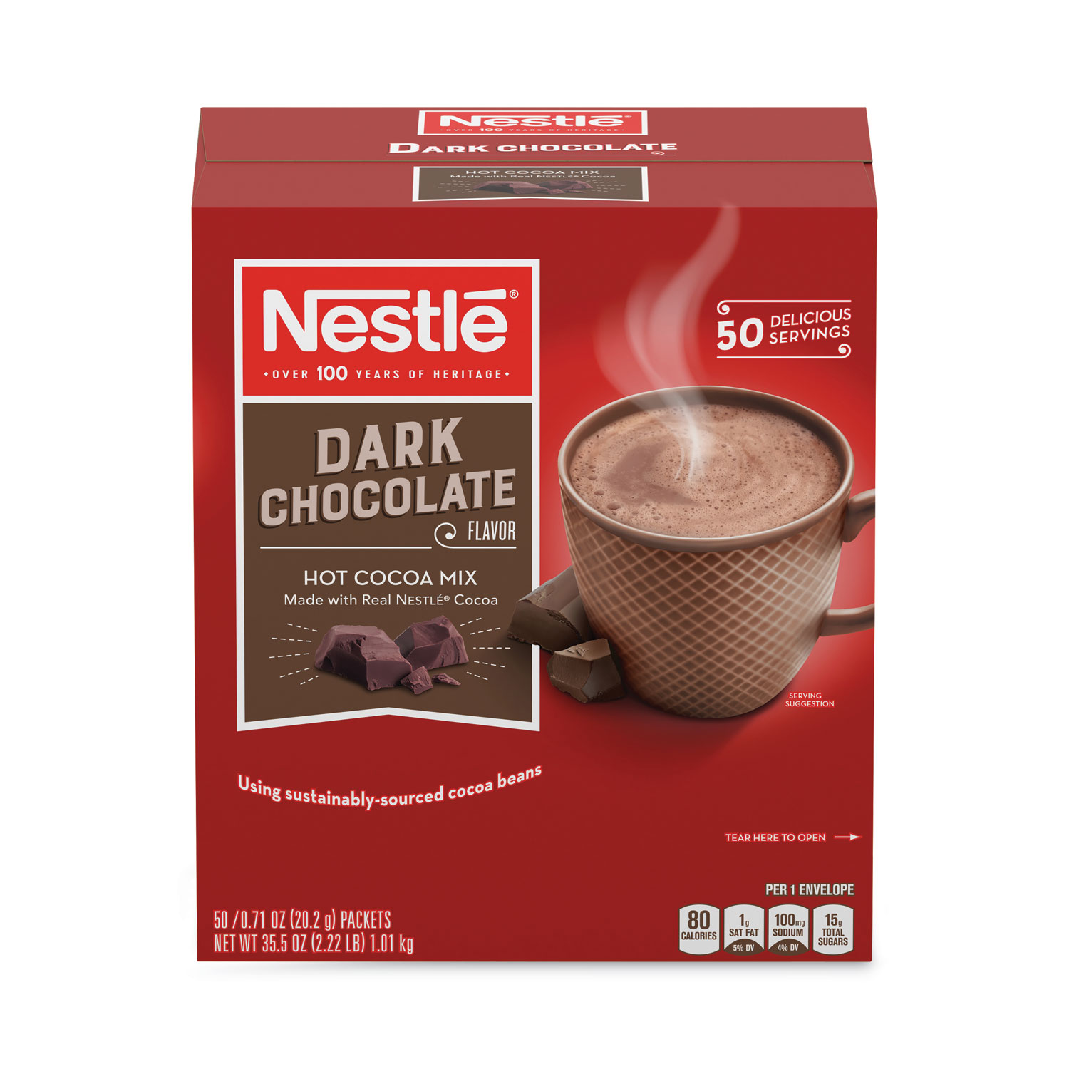 Nestlé® Hot Cocoa Mix, Dark Chocolate, 0.71 Packets, 50 Packets/Box, 6