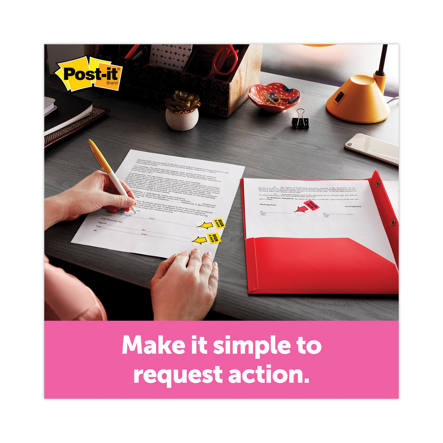 High Volume Flag Dispenser, "Sign Here", Red, 200 Flags/Dispenser Reparto