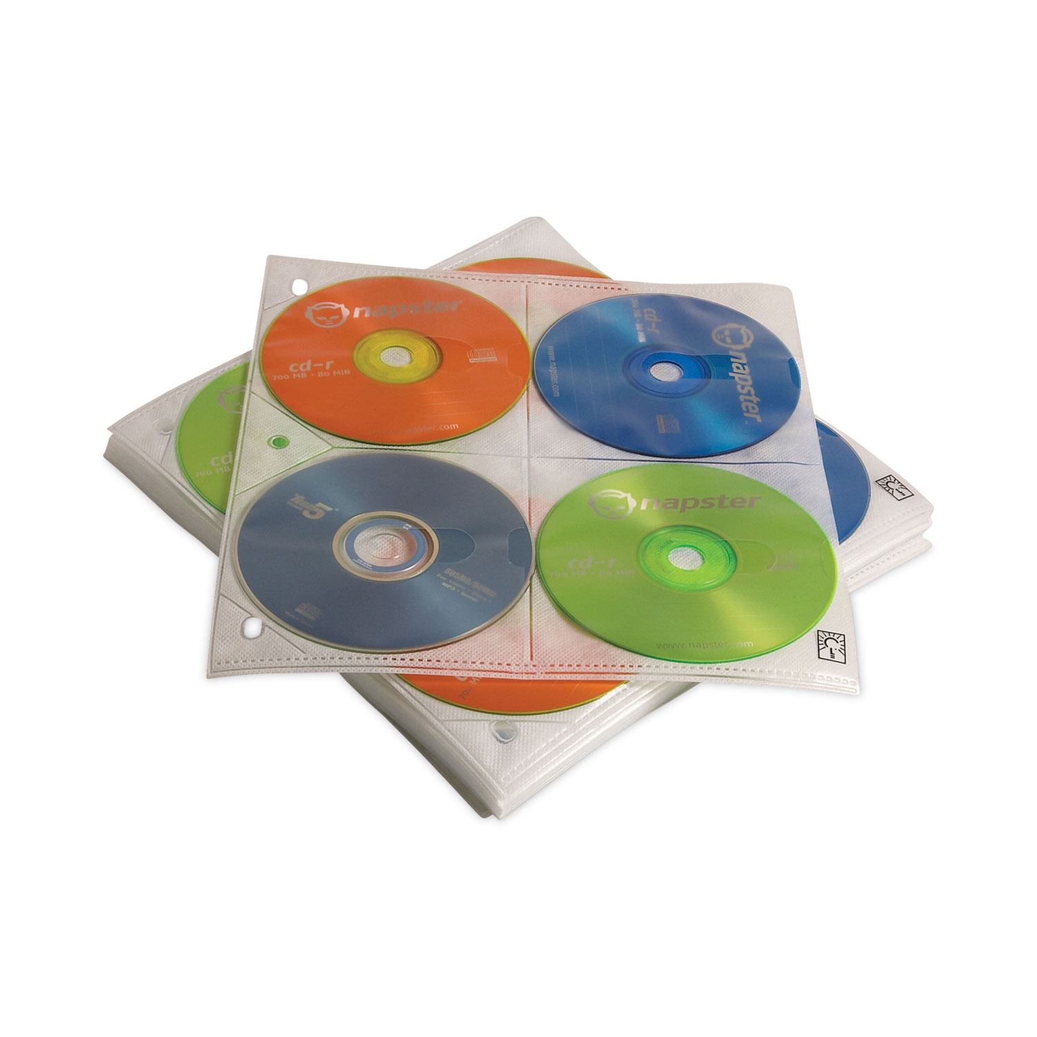 TwoSided CD Storage Sleeves for Ring Binder, 8 Disc Capacity, Clear