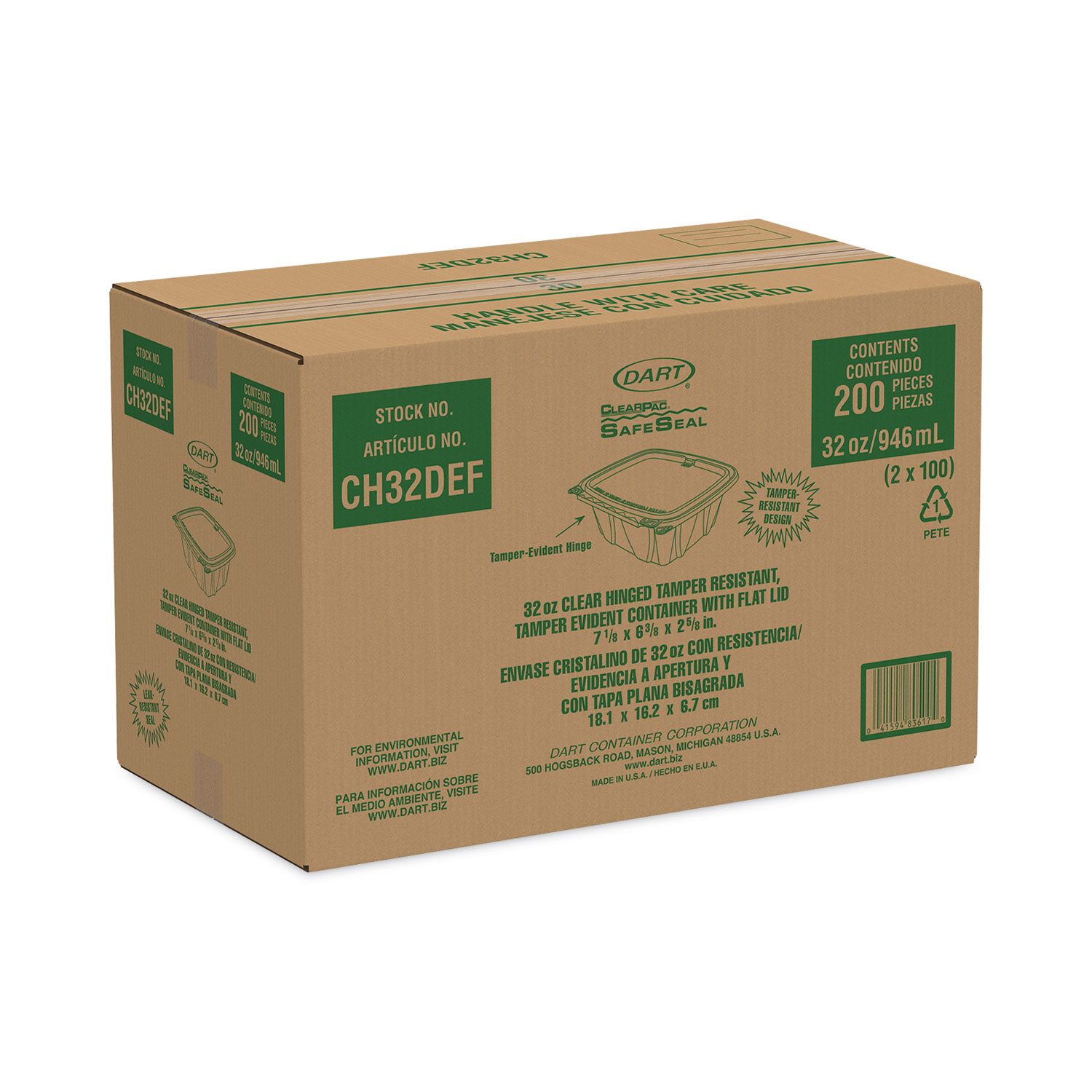Dart® ClearPac SafeSeal rPET TamperResistant Container, Seal