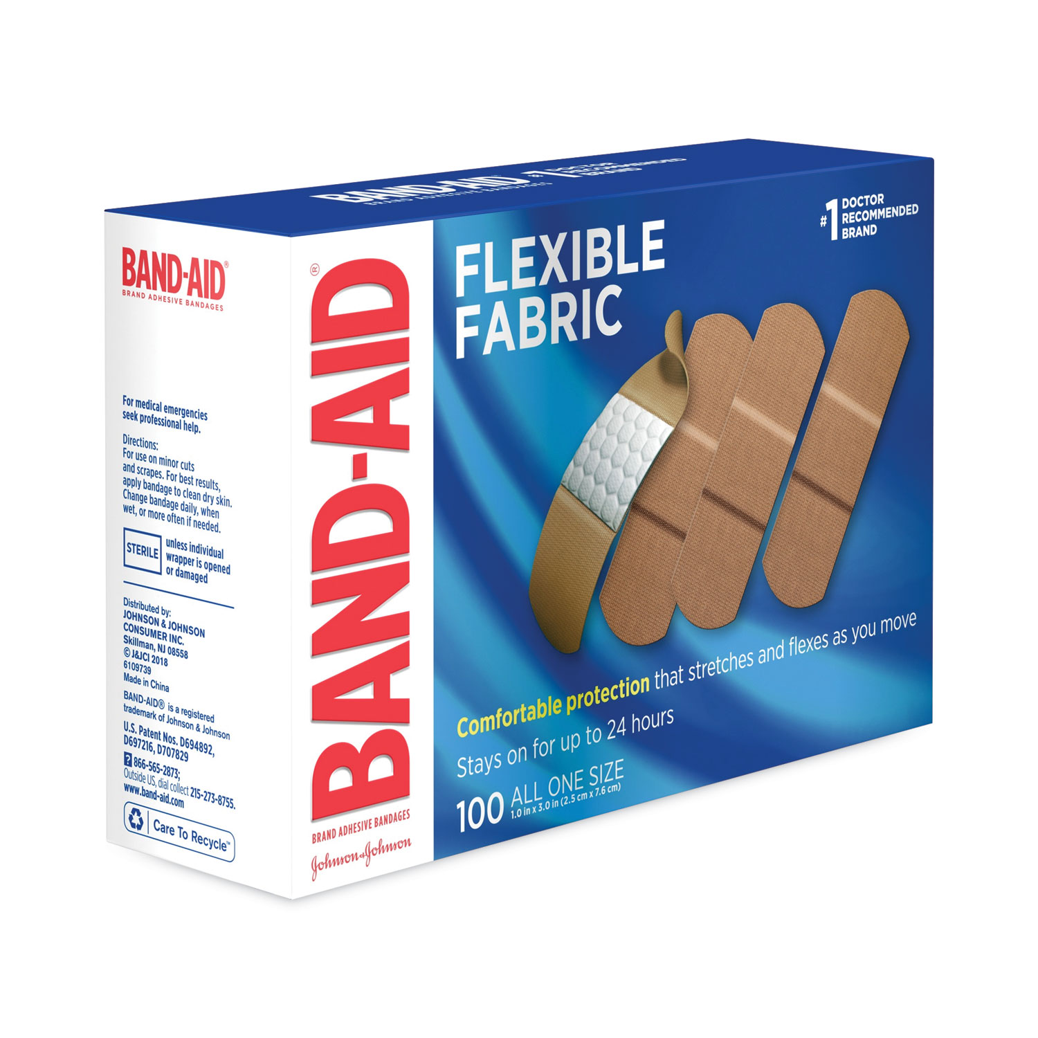Flexible Fabric Adhesive Bandages, 1 x 3, 100/Box Supplies Reorder