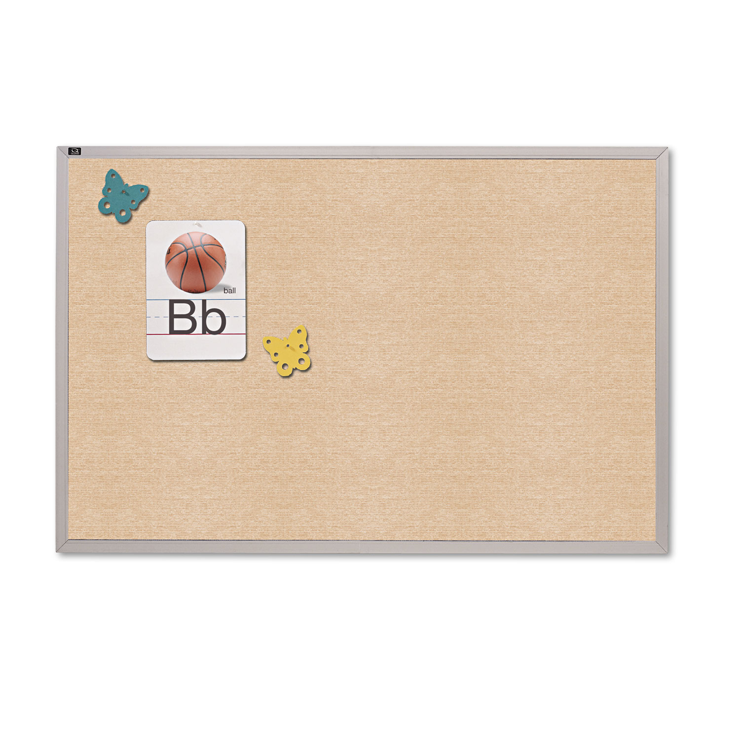 Vinyl Tack Bulletin Board, 12 ft x 4 ft, White Surface, Silver Aluminum