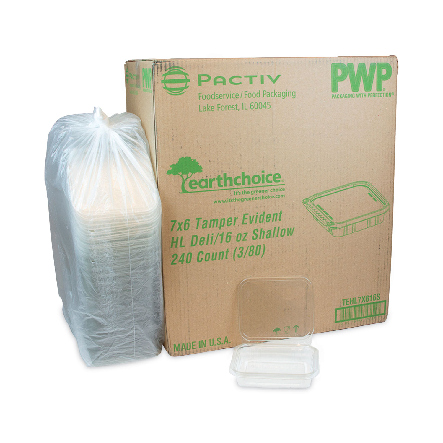Pactiv Evergreen EarthChoice Tamper Evident Recycled Hinged Lid Deli