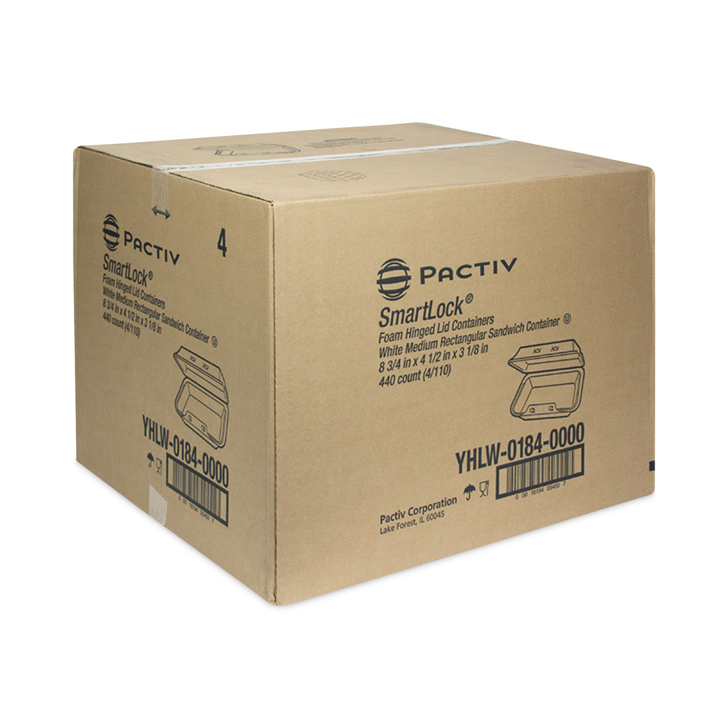 Pactiv Evergreen SmartLock Foam Hinged Lid Container, Medium, 8.75 x 4.