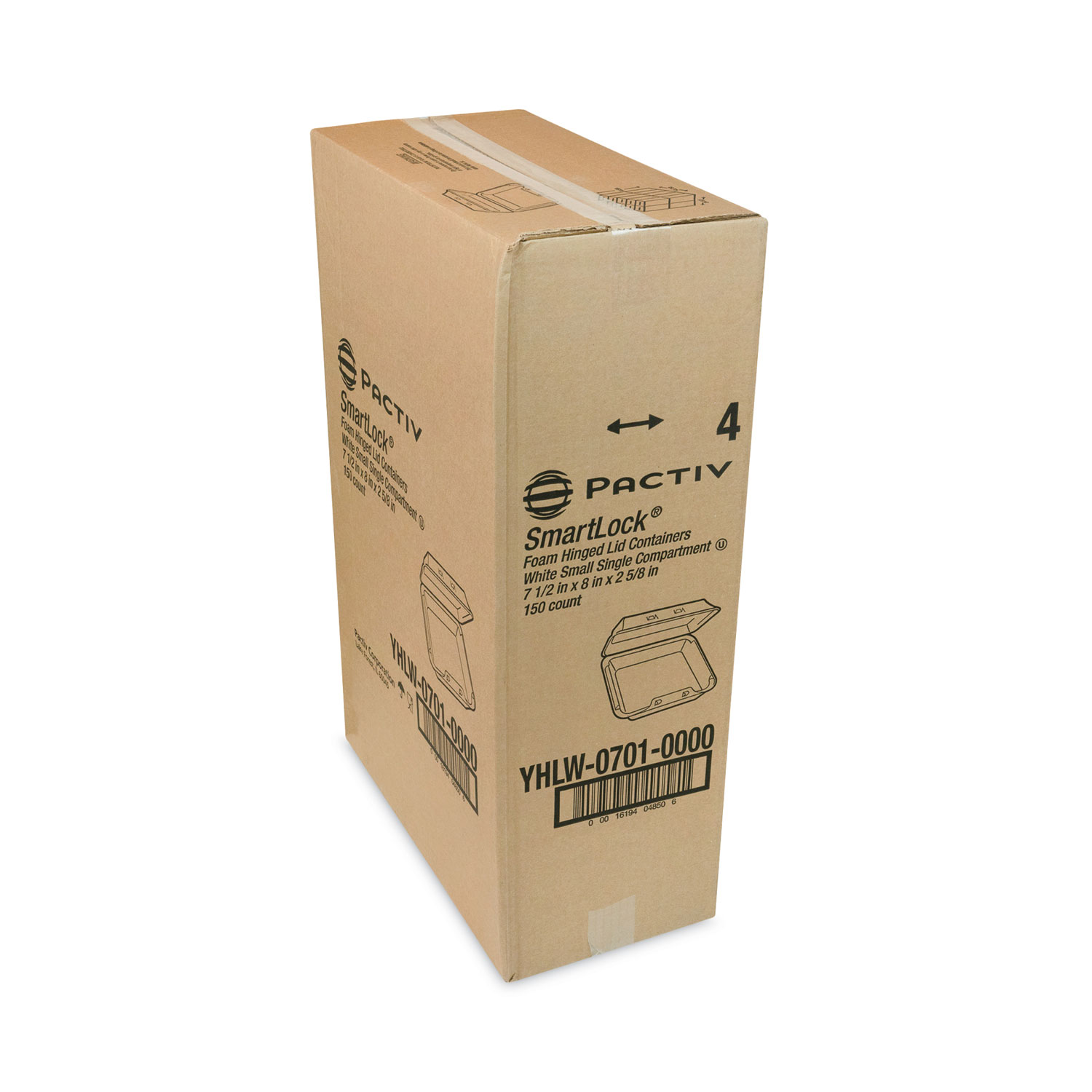 Pactiv Evergreen SmartLock Foam Hinged Lid Container, Small, 7.5 x 8 x