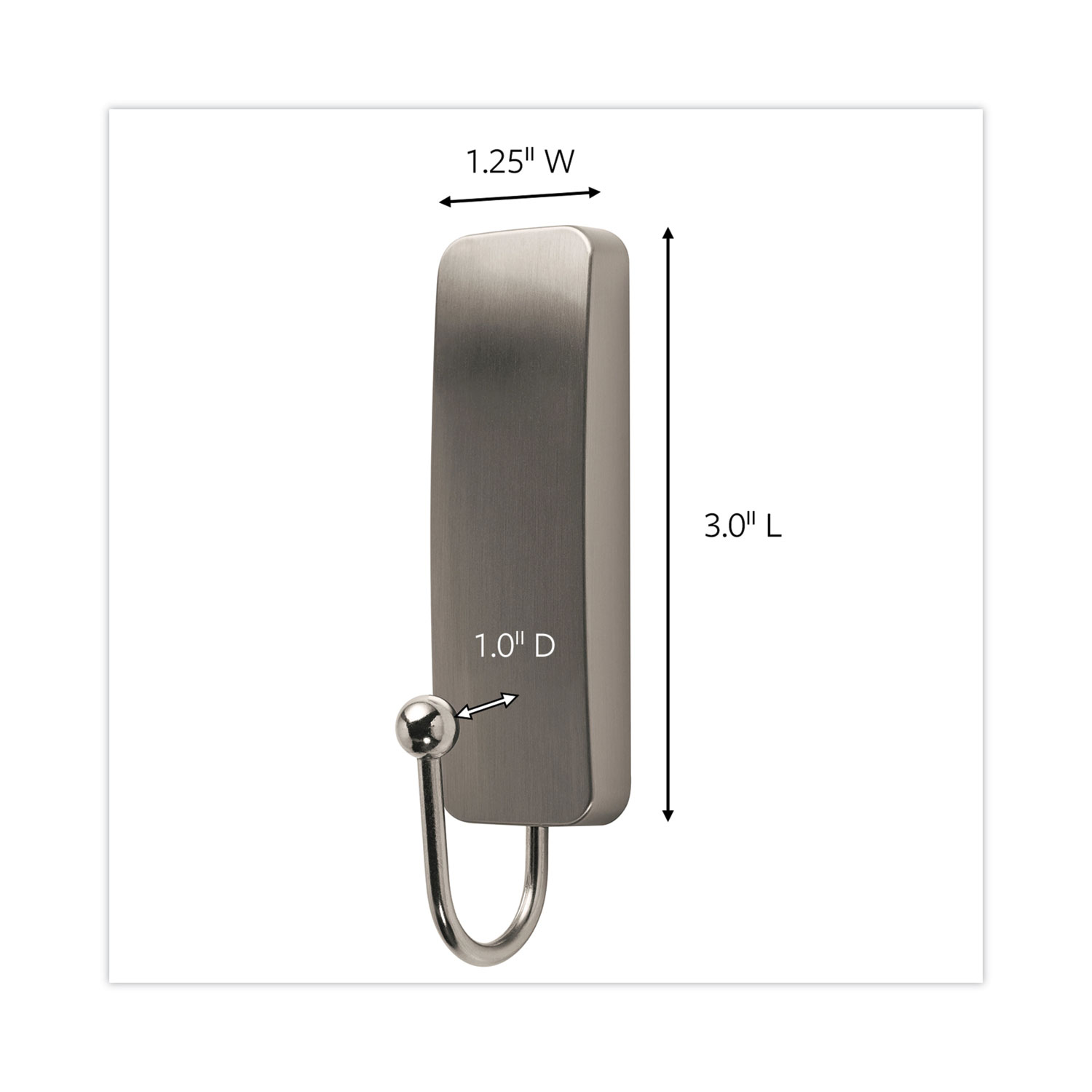 Command™ Decorative Hooks, Medium, Metal, Brushed Nickel, 3 lb Capacity