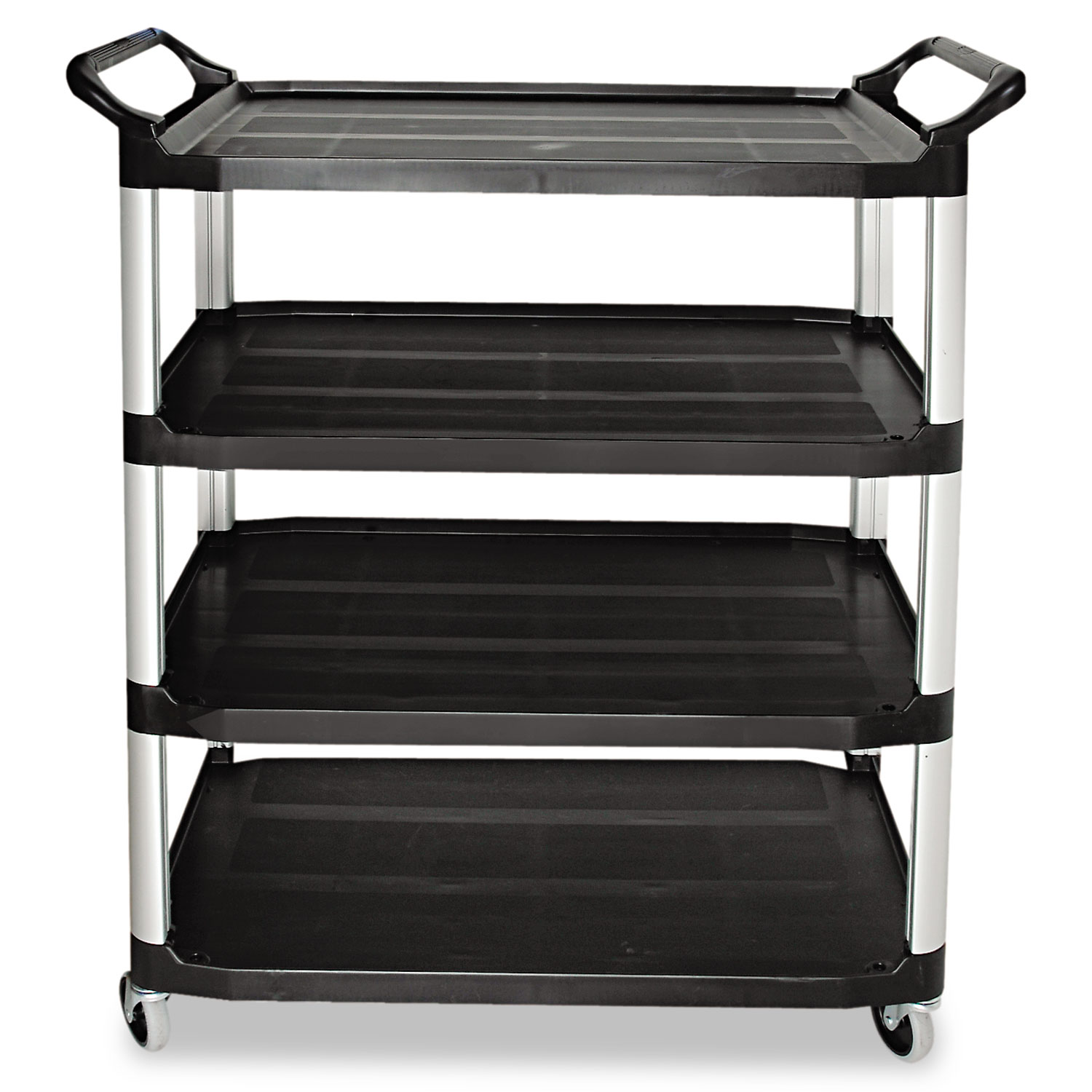 Xtra Utility Cart with Open Sides, Plastic, 4 Shelves, 400 lb Capacity