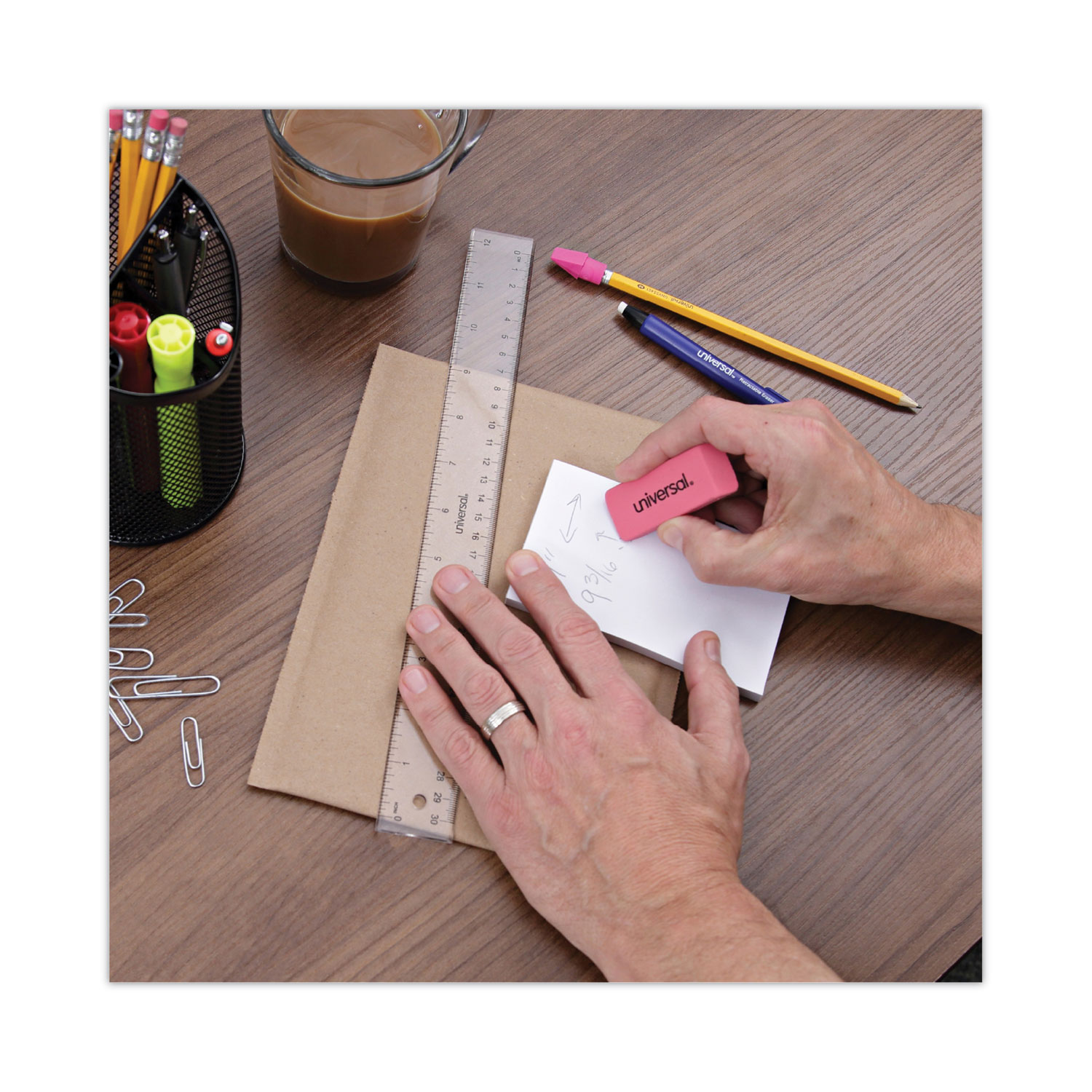 Universal® Bevel Block Erasers, For Pencil Marks, SlantedEdge