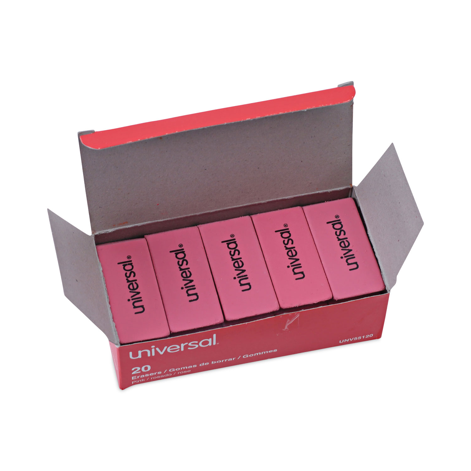 Universal® Bevel Block Erasers, For Pencil Marks, SlantedEdge
