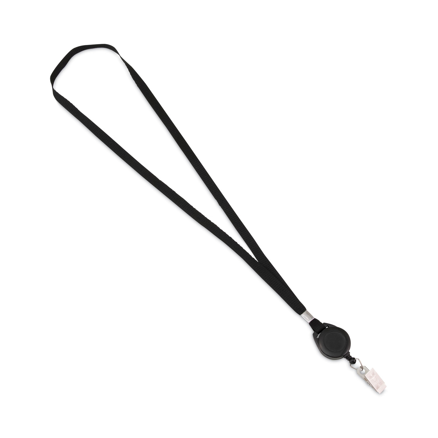 Lanyards with Retractable ID Reels, Metal Clip Fastener, 34" Long