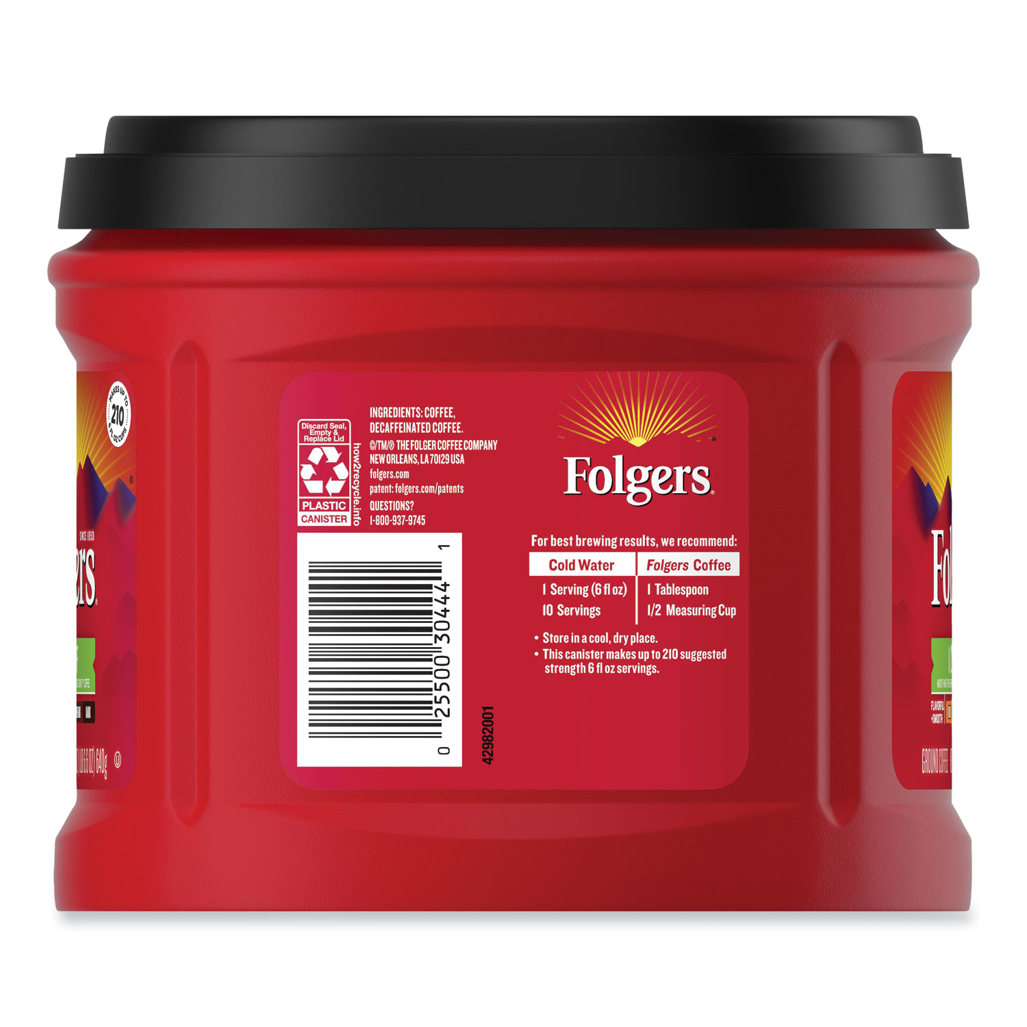 Folgers® Coffee, Half Caff, 22.6 oz Canister Coastal Sanitary Supply Co.