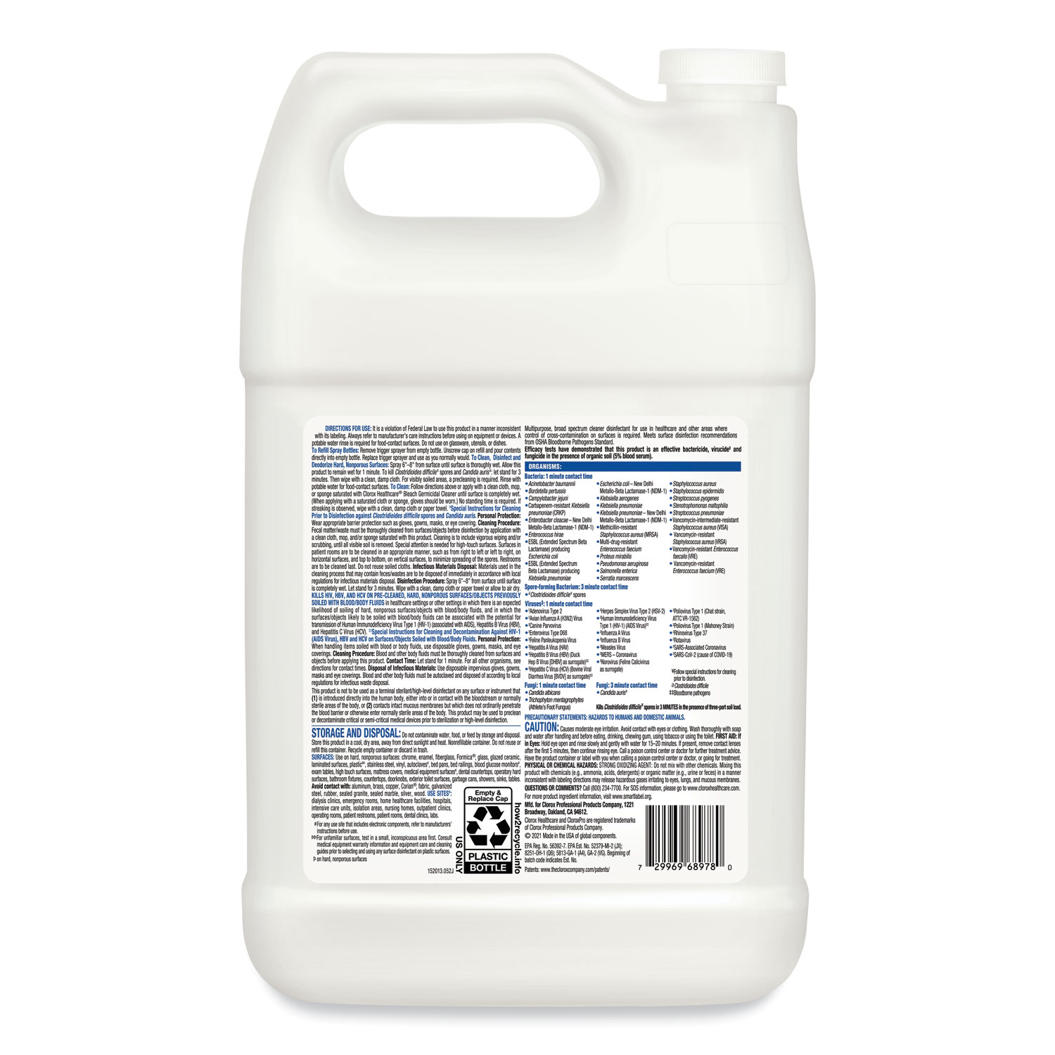 Clorox Healthcare® Bleach Germicidal Cleaner, 128 oz Refill Bottle, 4