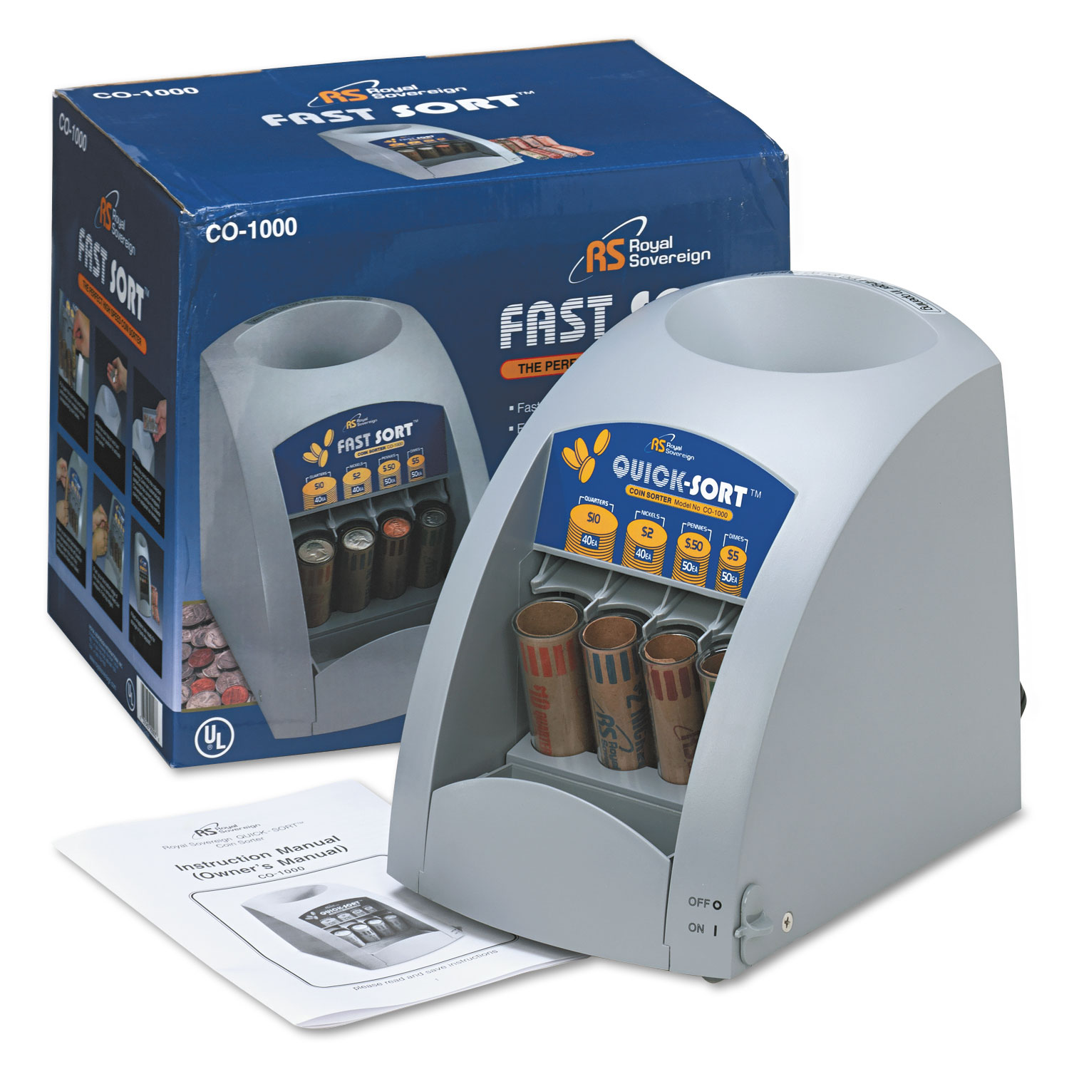 Royal Sovereign Fast Sort CO1000 OneRow Coin Sorter, Pennies Through