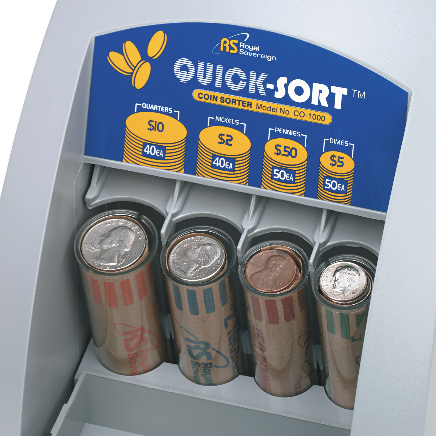 Royal Sovereign Fast Sort CO1000 OneRow Coin Sorter, Pennies Through