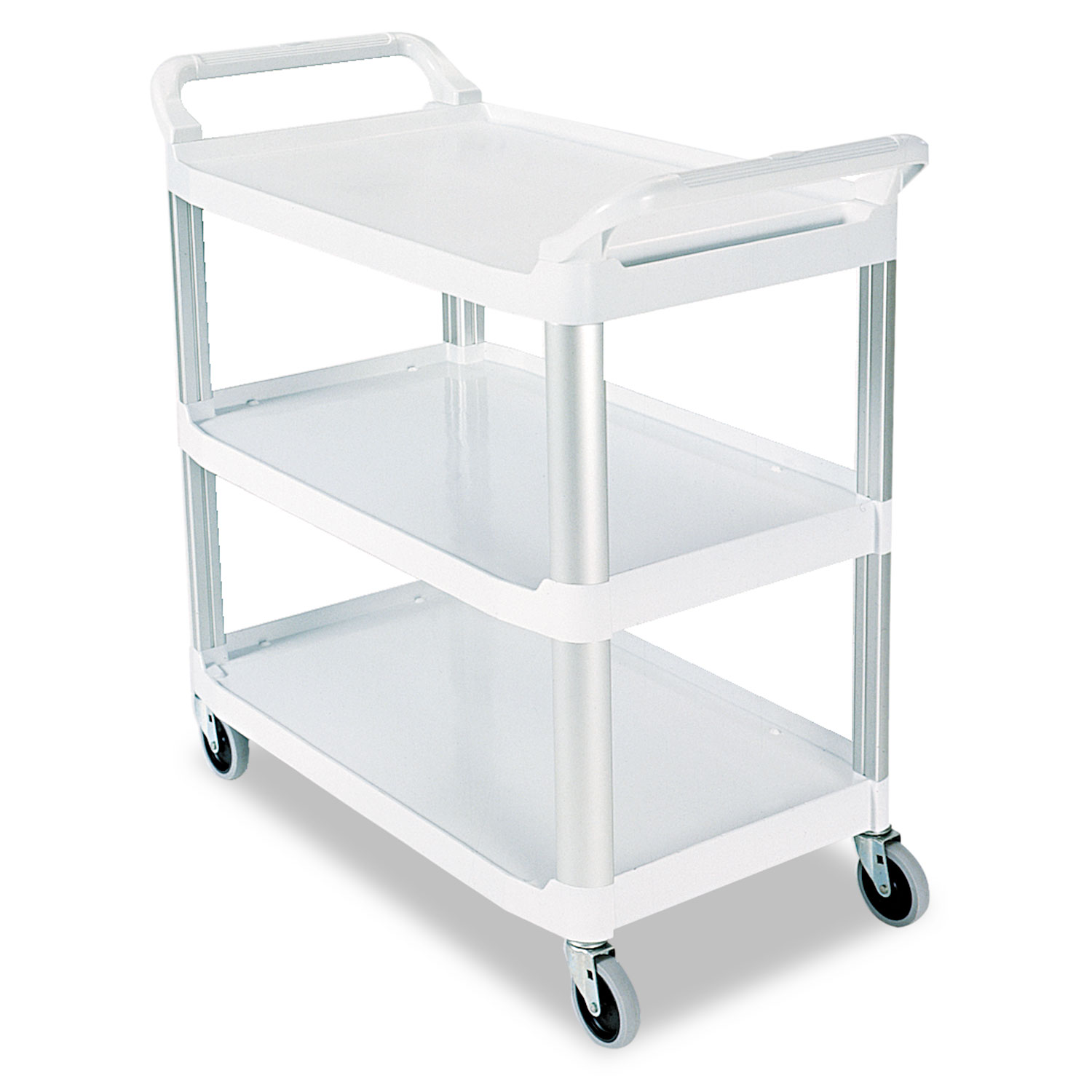OpenSide Utility Cart, Plastic, 3 Shelves, 300 lb Capacity, 40.63" x